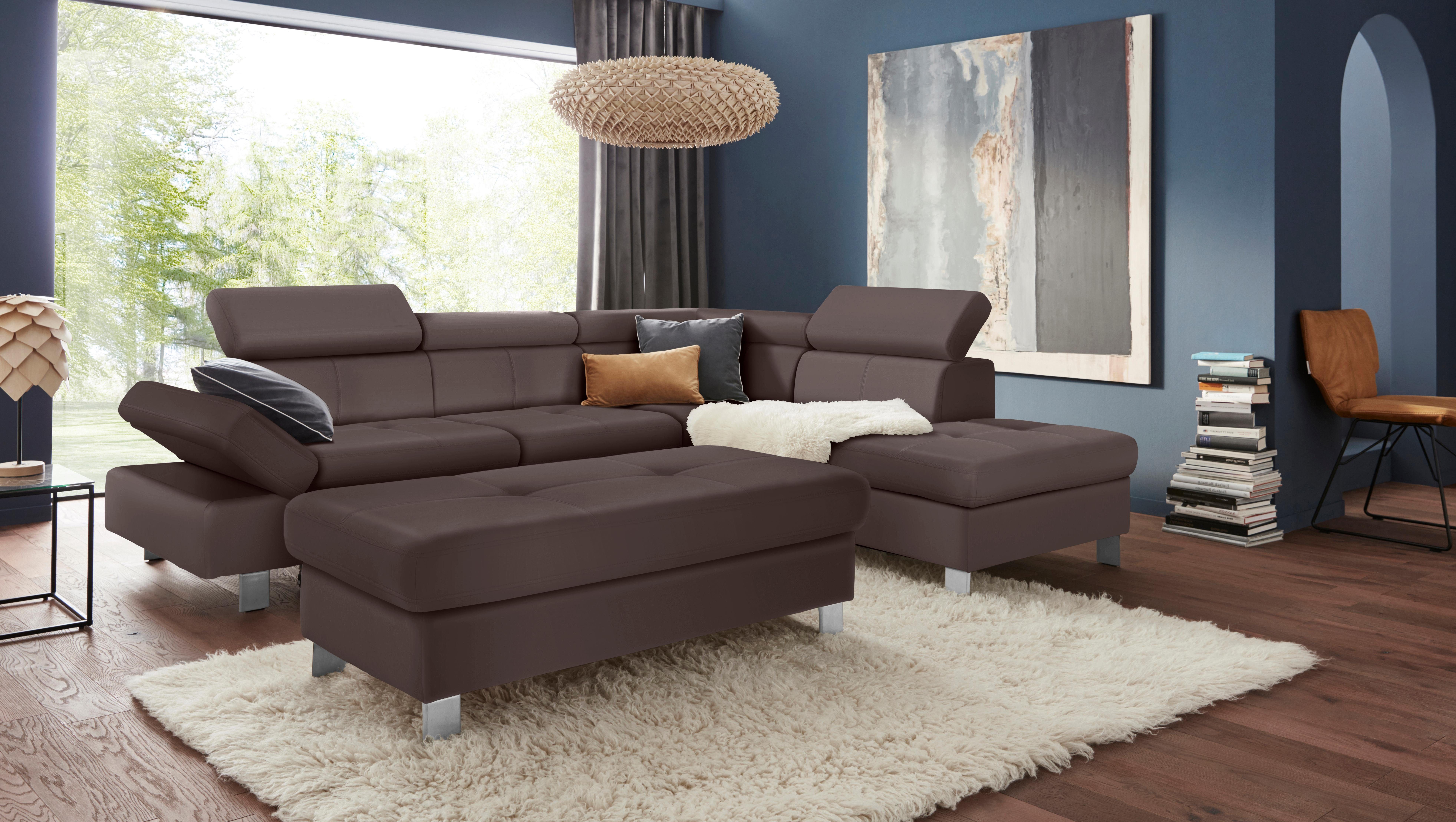 exxpo - sofa fashion Hoekbank Fiji, L-vorm met verstelbare hoofdsteun resp. rugleuning, naar keuze met slaapfunctie