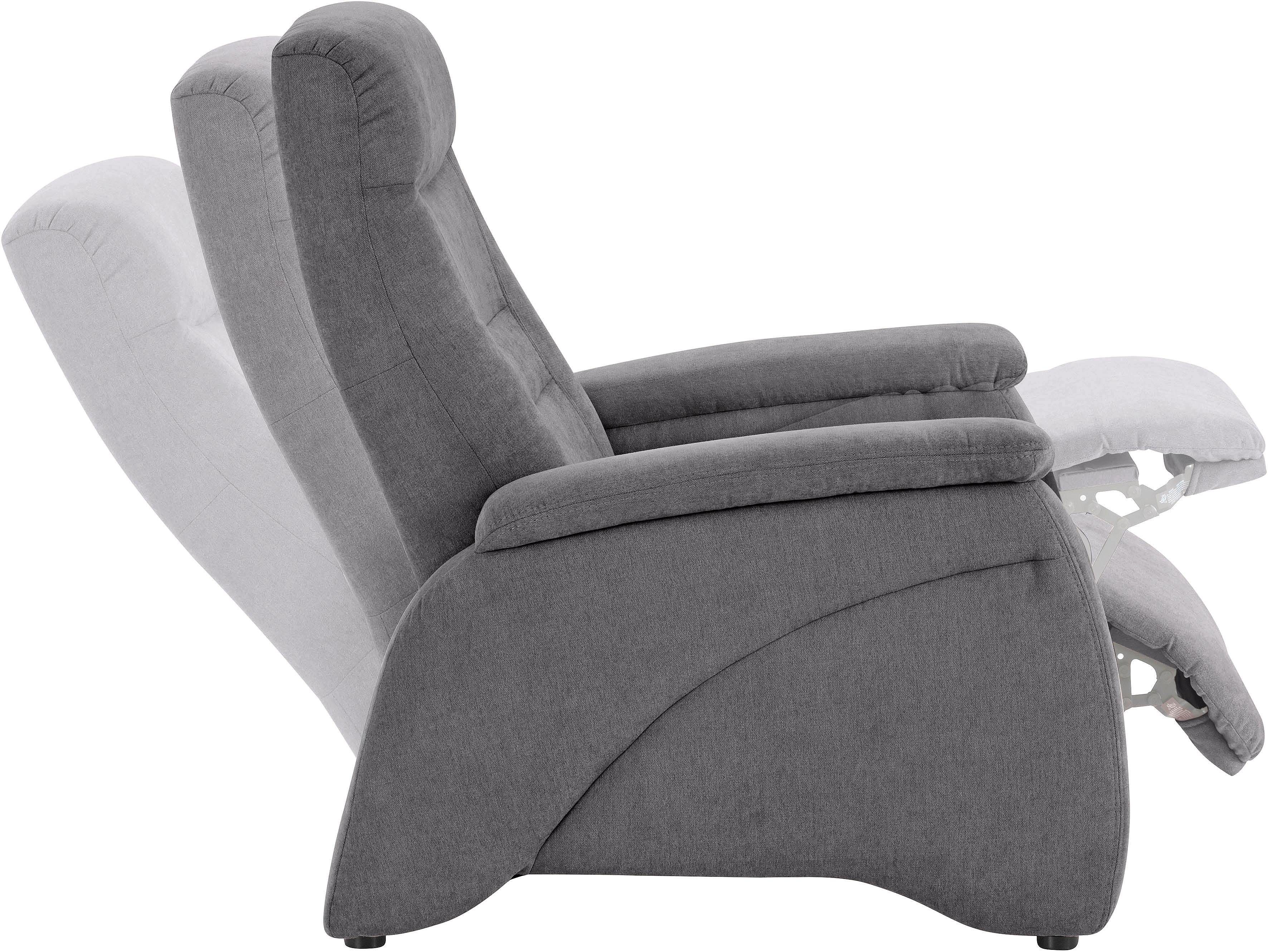 exxpo - sofa fashion Relaxfauteuil Ascoli, relaxstoel, loungestoel, hoge rugleuning tv-fauteuils grijs