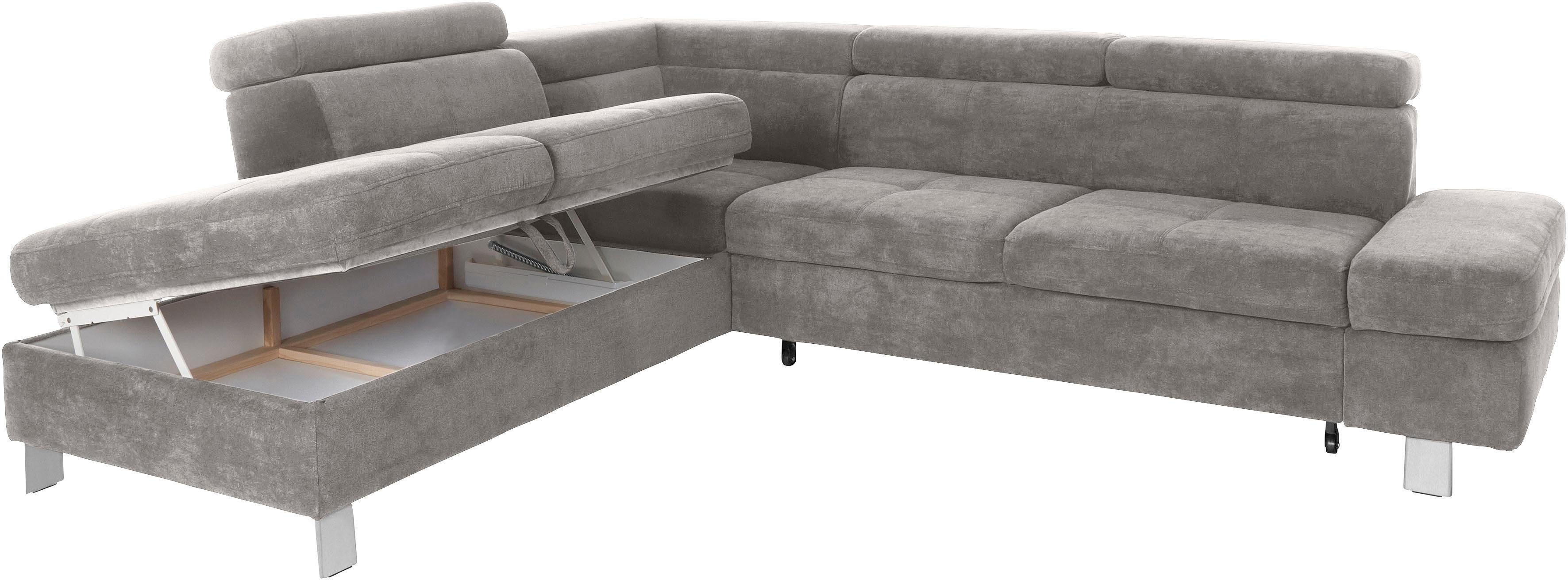 exxpo - sofa fashion Hoekbank Fiji, L-vorm met verstelbare hoofdsteun resp. rugleuning, naar keuze met slaapfunctie