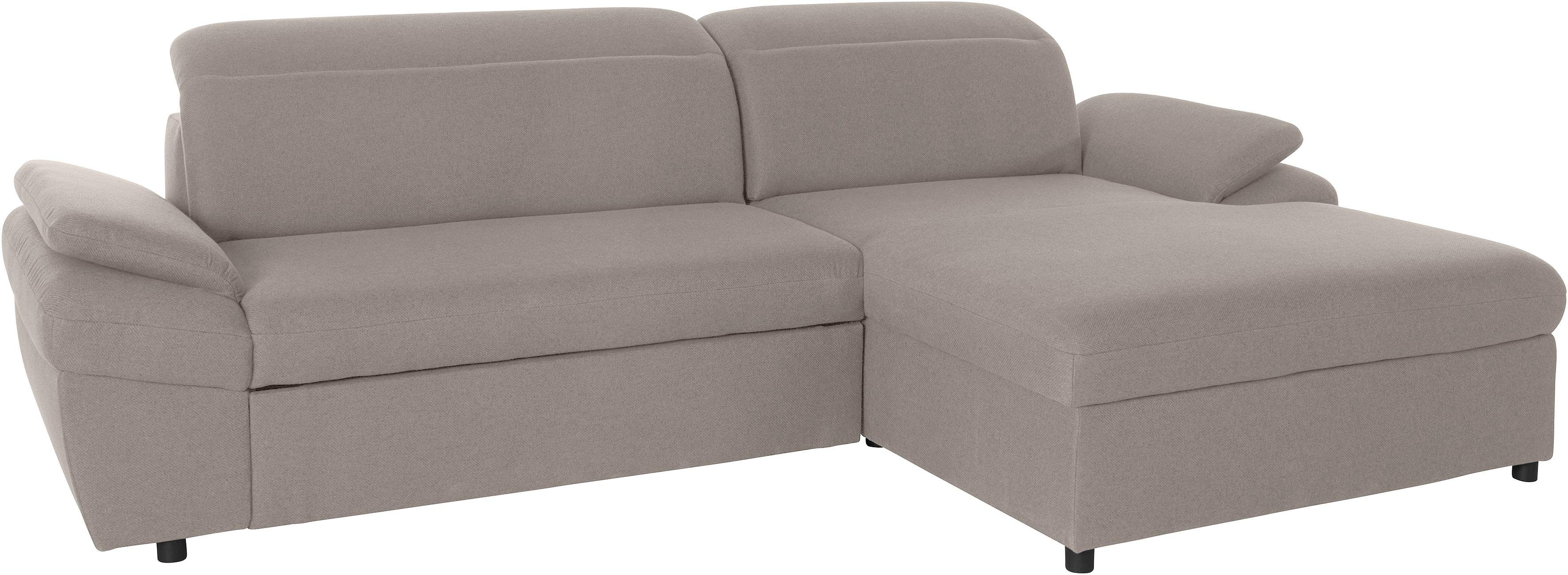 exxpo - sofa fashion Hoekbank Kyoto, incl. hoofd- en armleuningverstelling, hoog zitcomfort keuze met bedfunctie en bedlade, hoogwaardige bekleding, l-vorm