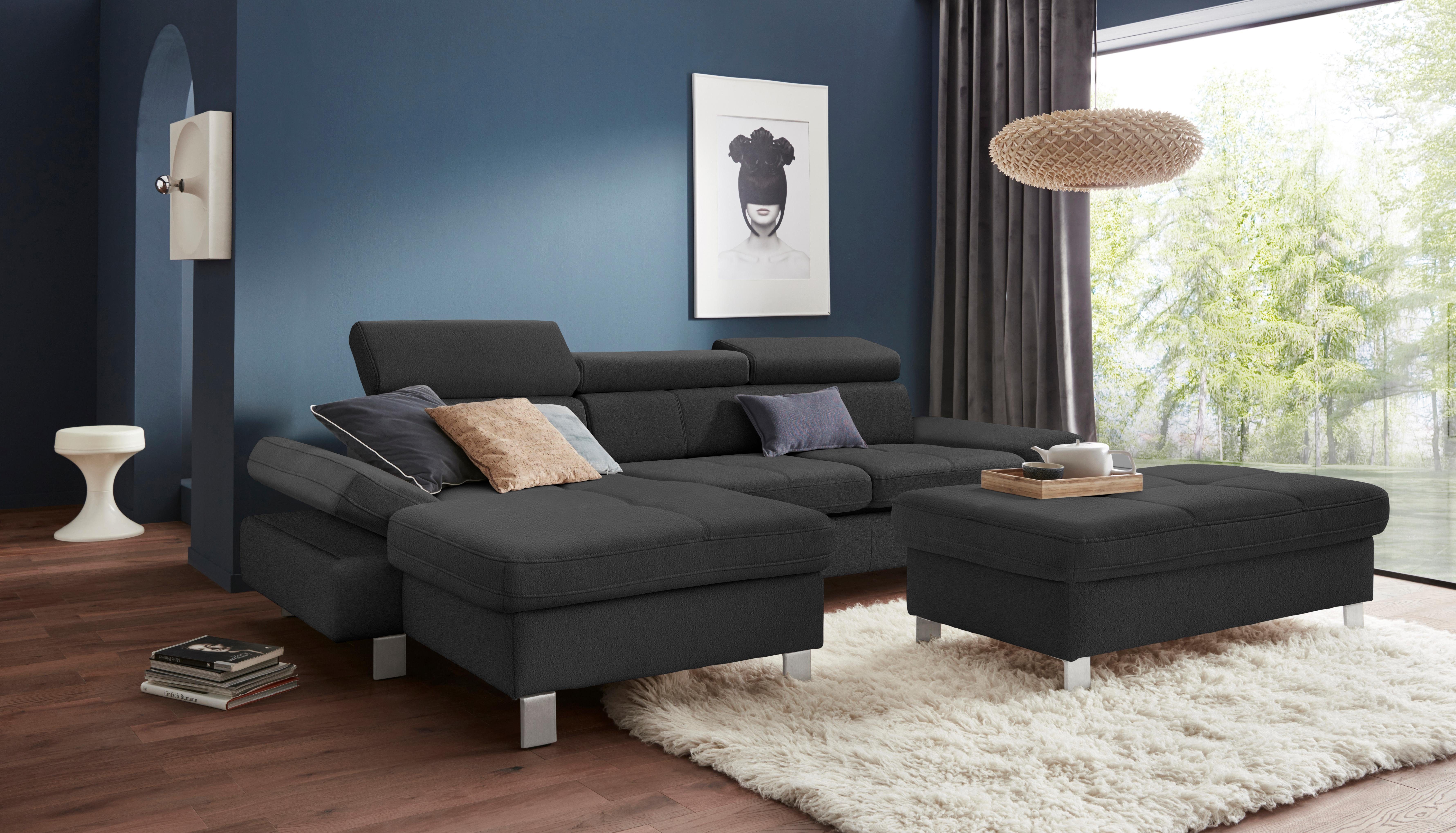 exxpo - sofa fashion Hoekbank Fiji, hoogwaardige afwerking in zitting en rug, L-vorm comfortabel door hoofd- en armverstelling, optioneel met bedfunctie