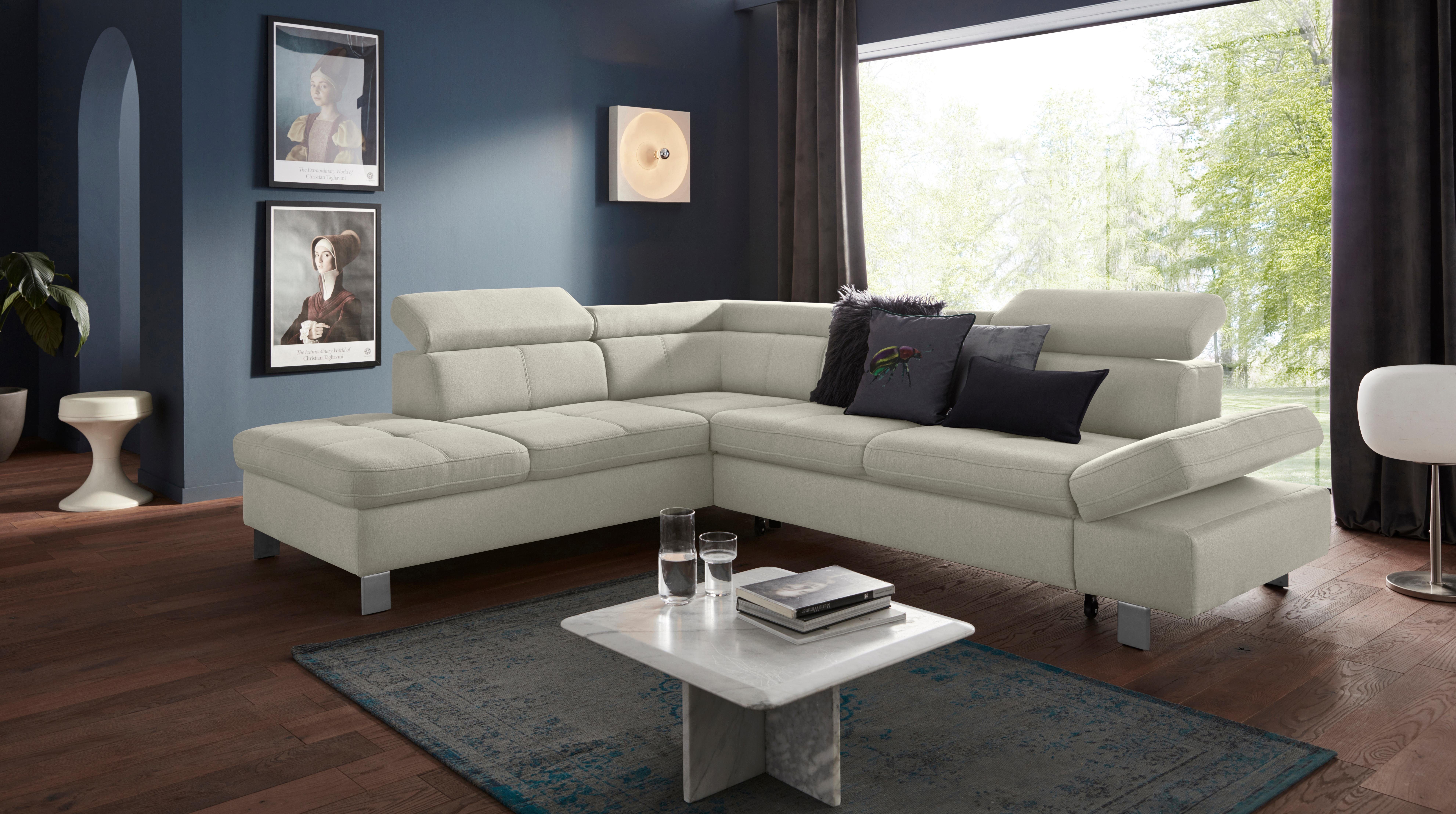 exxpo - sofa fashion Hoekbank Fiji, L-vorm met verstelbare hoofdsteun resp. rugleuning, naar keuze met slaapfunctie