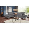 exxpo - sofa fashion hoekbank met verstelbare hoofdsteun en verstelbare rugleuning, naar keuze met slaapfunctie en bedkist grijs