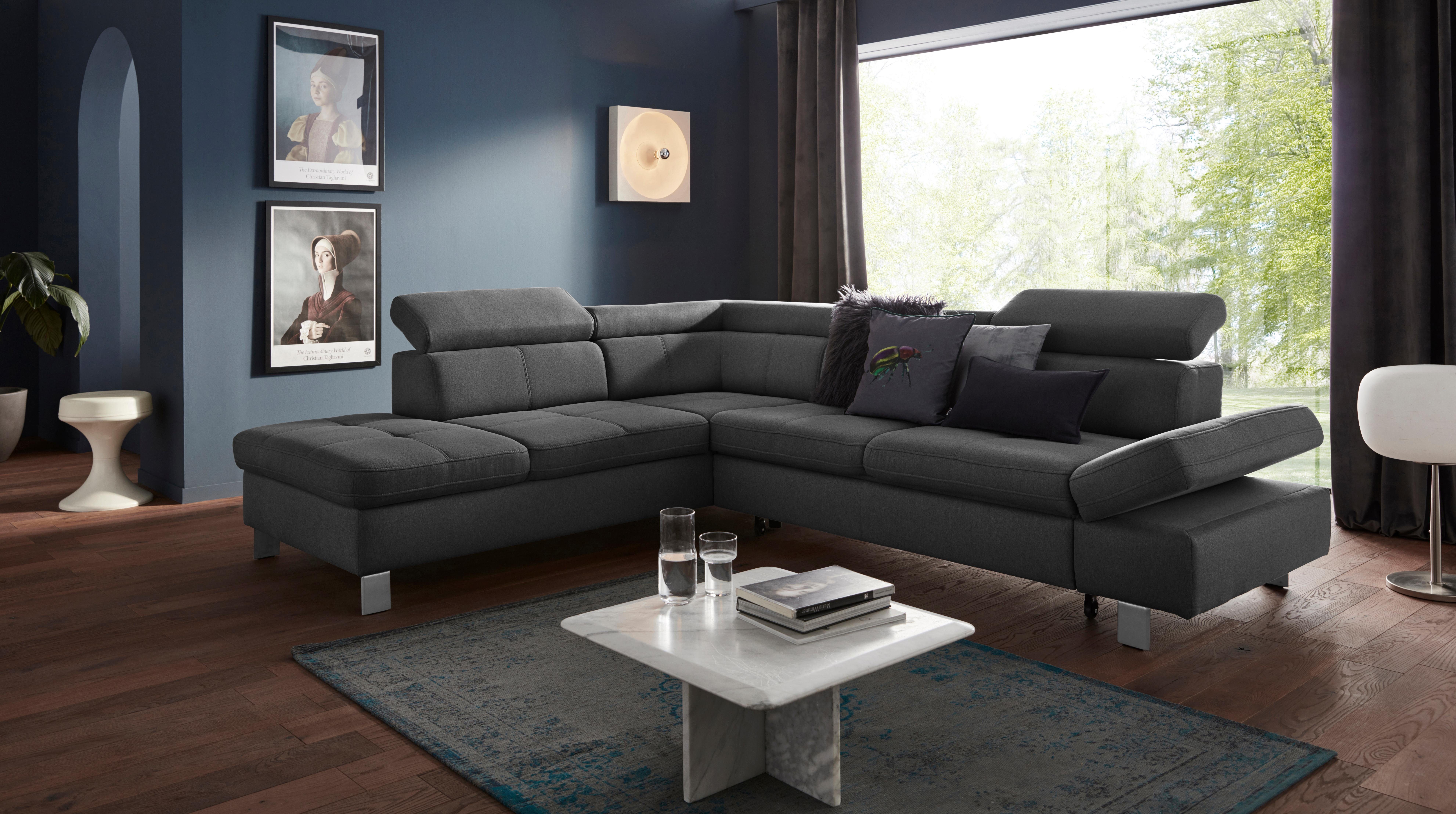 Exxpo - sofa fashion Hoekbank Fiji, L-vorm met verstelbare hoofdsteun resp. rugleuning, naar keuze met slaapfunctie