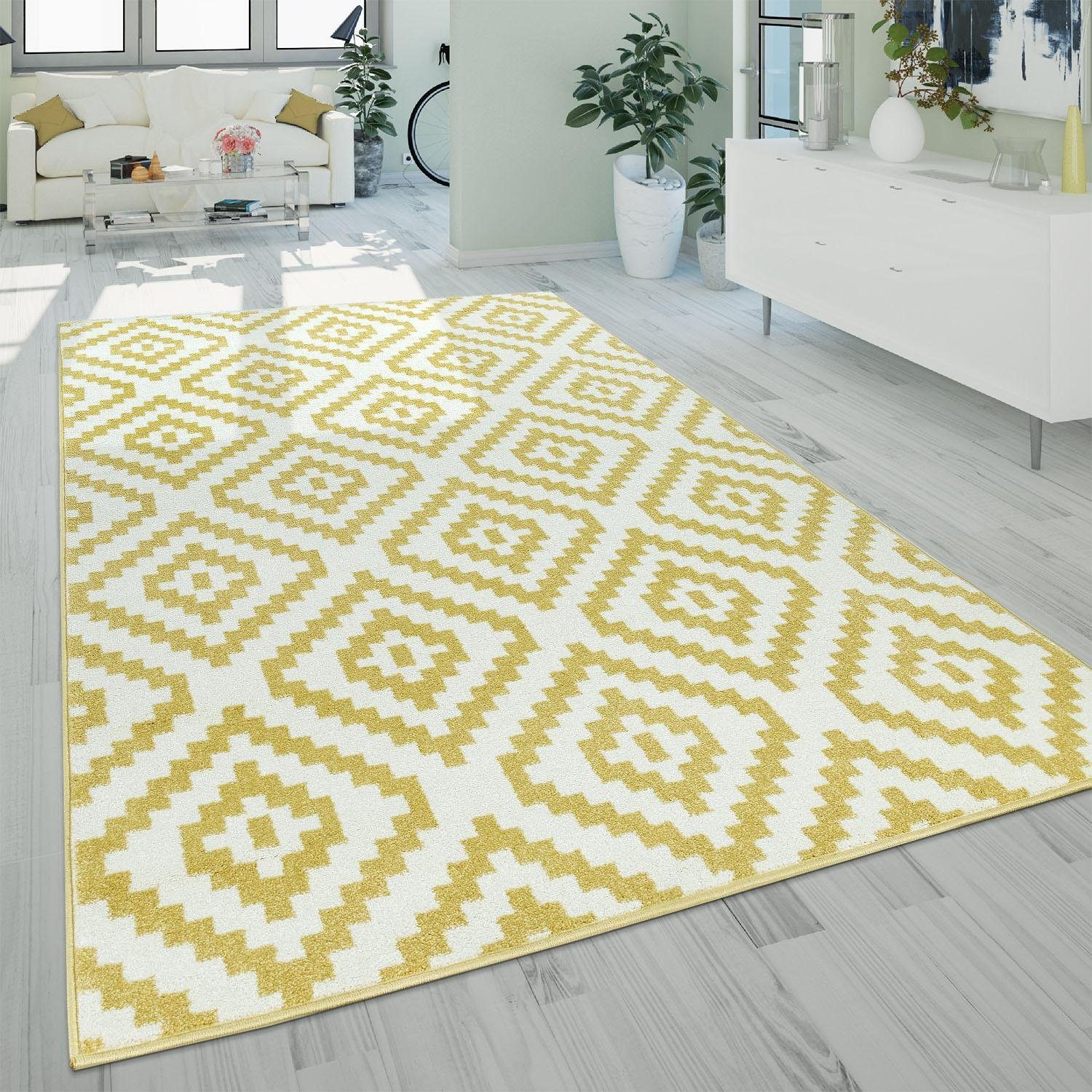 Paco Home Loper Stella 400 Tapijtloper, korte pool, pastelkleuren, ruitendesign
