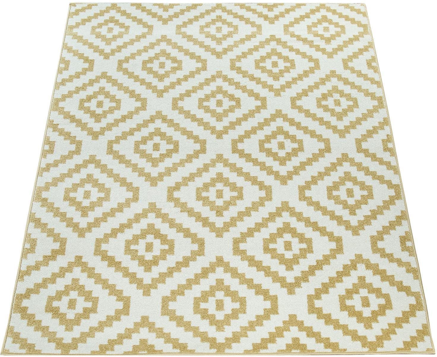 Paco Home Loper Stella 400 Tapijtloper, korte pool, pastelkleuren, ruitendesign