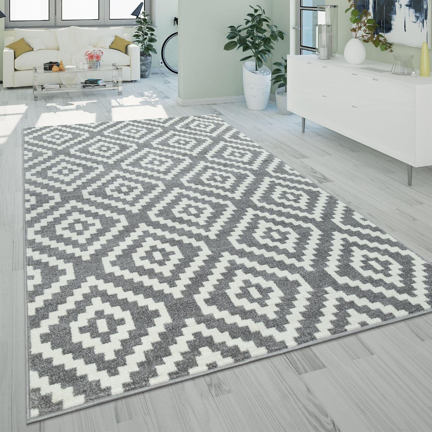 Paco Home Vloerkleed Stella 400 Korte pool, pastelkleuren, ruitendesign, woonkamer