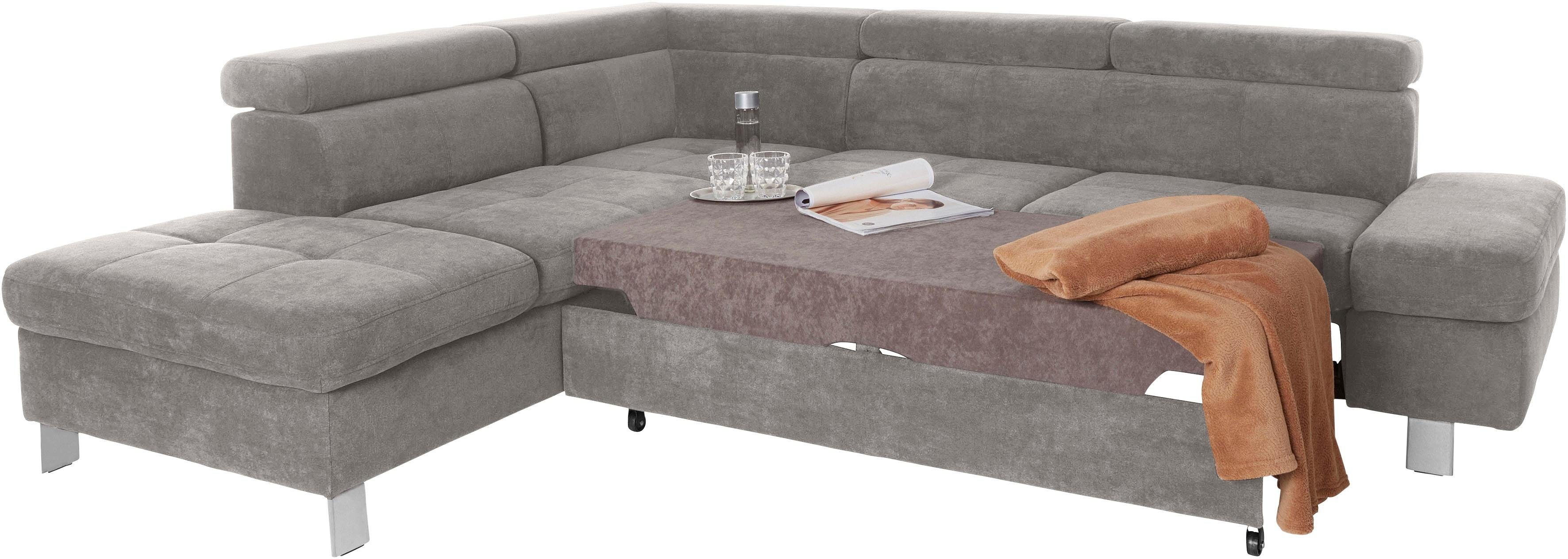 exxpo - sofa fashion Hoekbank Fiji, L-vorm met verstelbare hoofdsteun resp. rugleuning, naar keuze met slaapfunctie