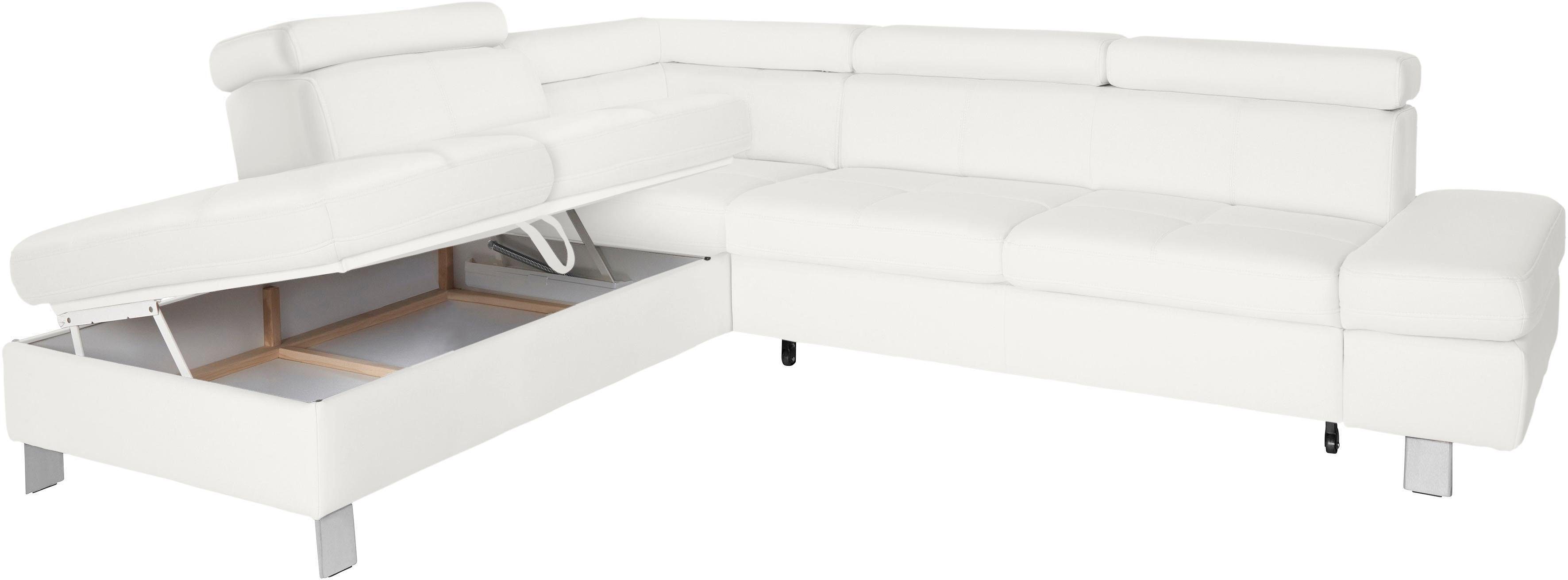 exxpo - sofa fashion Hoekbank Fiji, L-vorm met verstelbare hoofdsteun resp. rugleuning, naar keuze met slaapfunctie