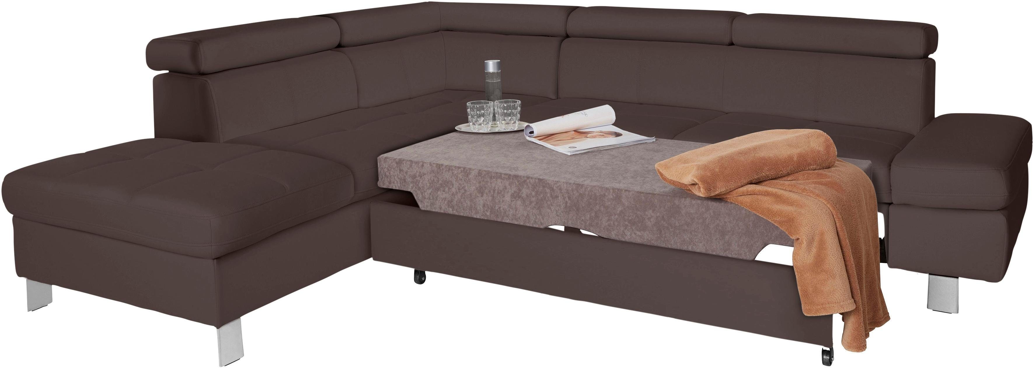 exxpo - sofa fashion Hoekbank Fiji, L-vorm met verstelbare hoofdsteun resp. rugleuning, naar keuze met slaapfunctie