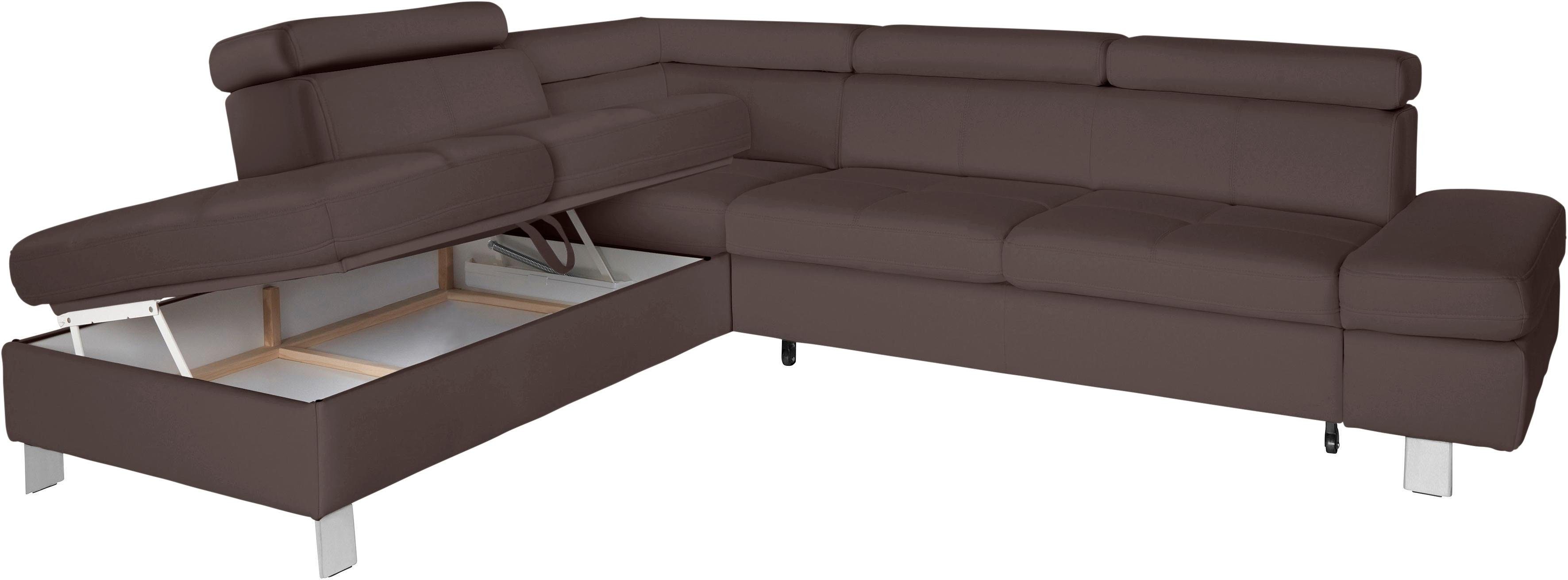 exxpo - sofa fashion Hoekbank Fiji, L-vorm met verstelbare hoofdsteun resp. rugleuning, naar keuze met slaapfunctie
