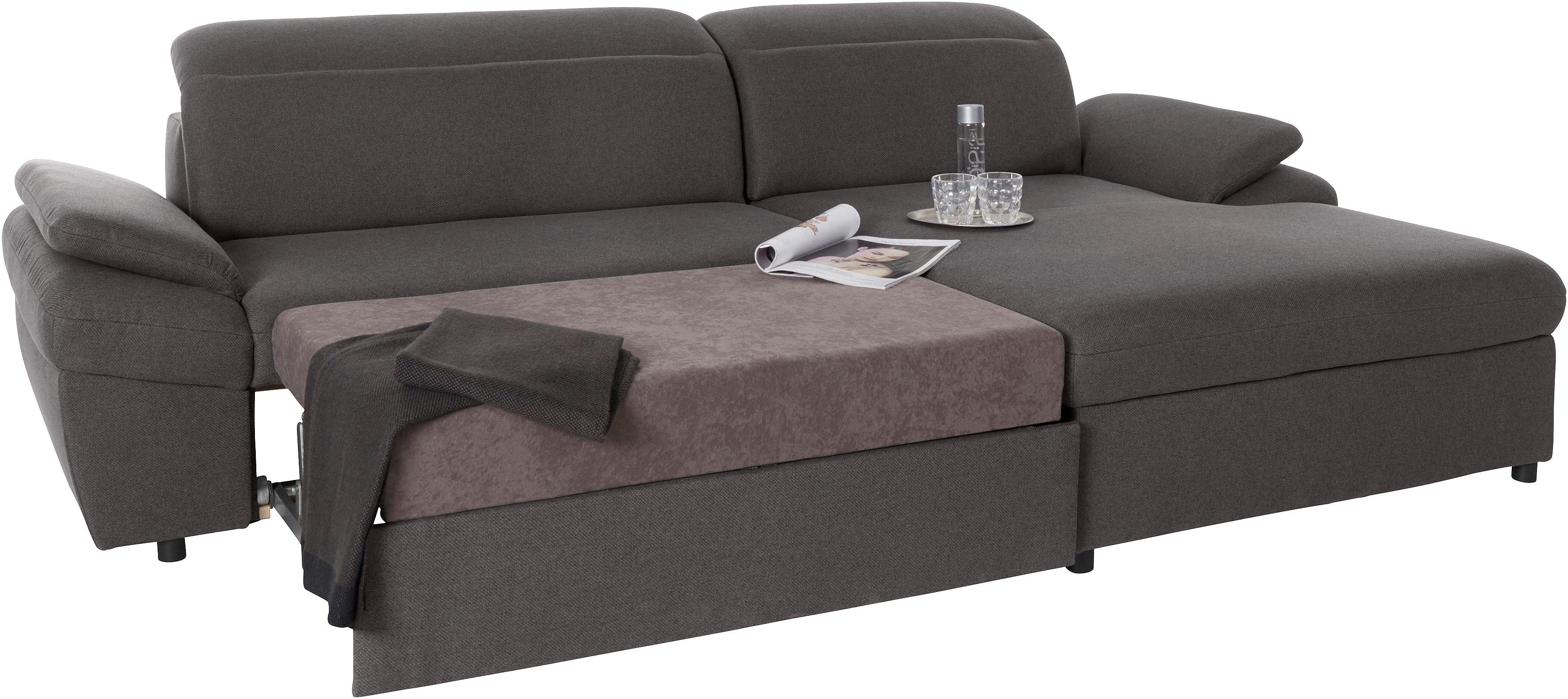 exxpo - sofa fashion Hoekbank Kyoto, incl. hoofd- en armleuningverstelling, hoog zitcomfort keuze met bedfunctie en bedlade, hoogwaardige bekleding, l-vorm