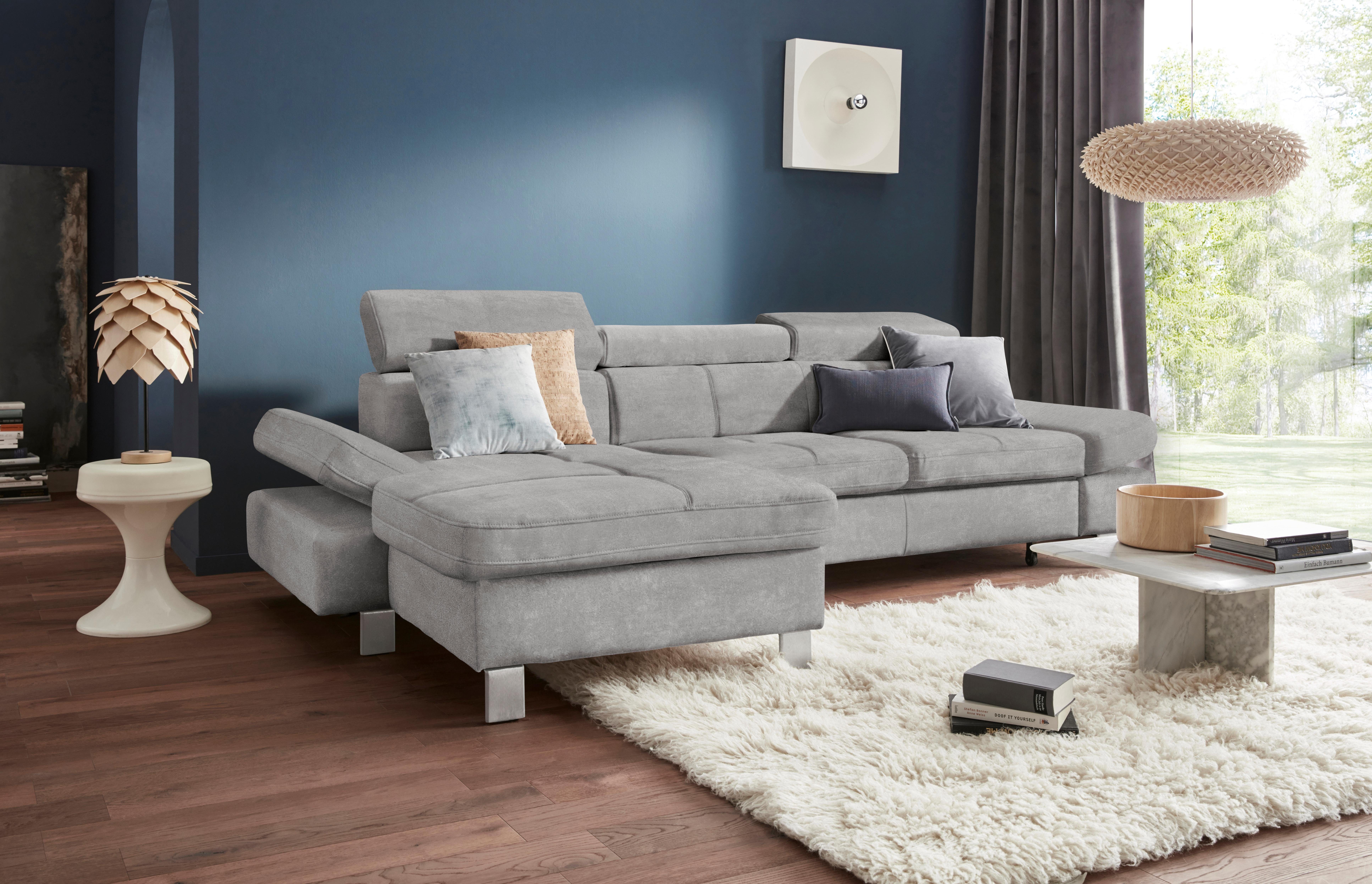 Exxpo - sofa fashion Hoekbank Fiji, hoogwaardige afwerking in zitting en rug, L-vorm comfortabel door hoofd- en armverstelling, optioneel met bedfunctie