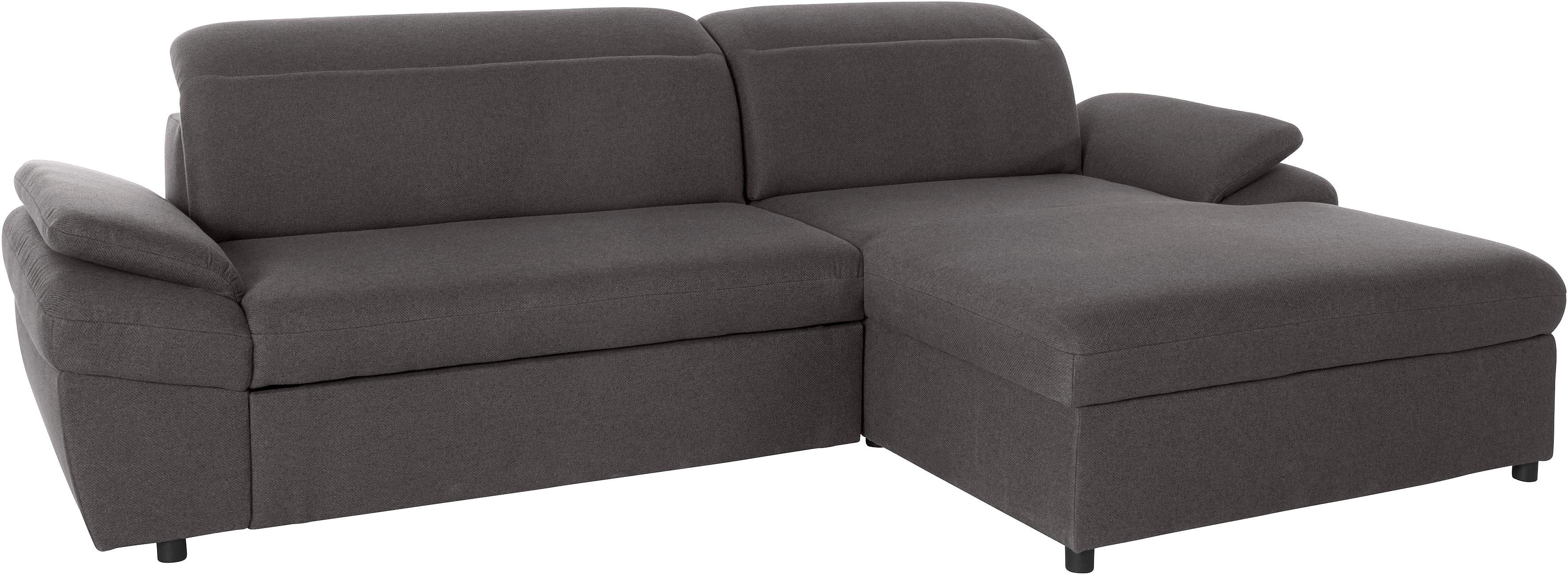 exxpo - sofa fashion Hoekbank Kyoto, incl. hoofd- en armleuningverstelling, hoog zitcomfort keuze met bedfunctie en bedlade, hoogwaardige bekleding, l-vorm