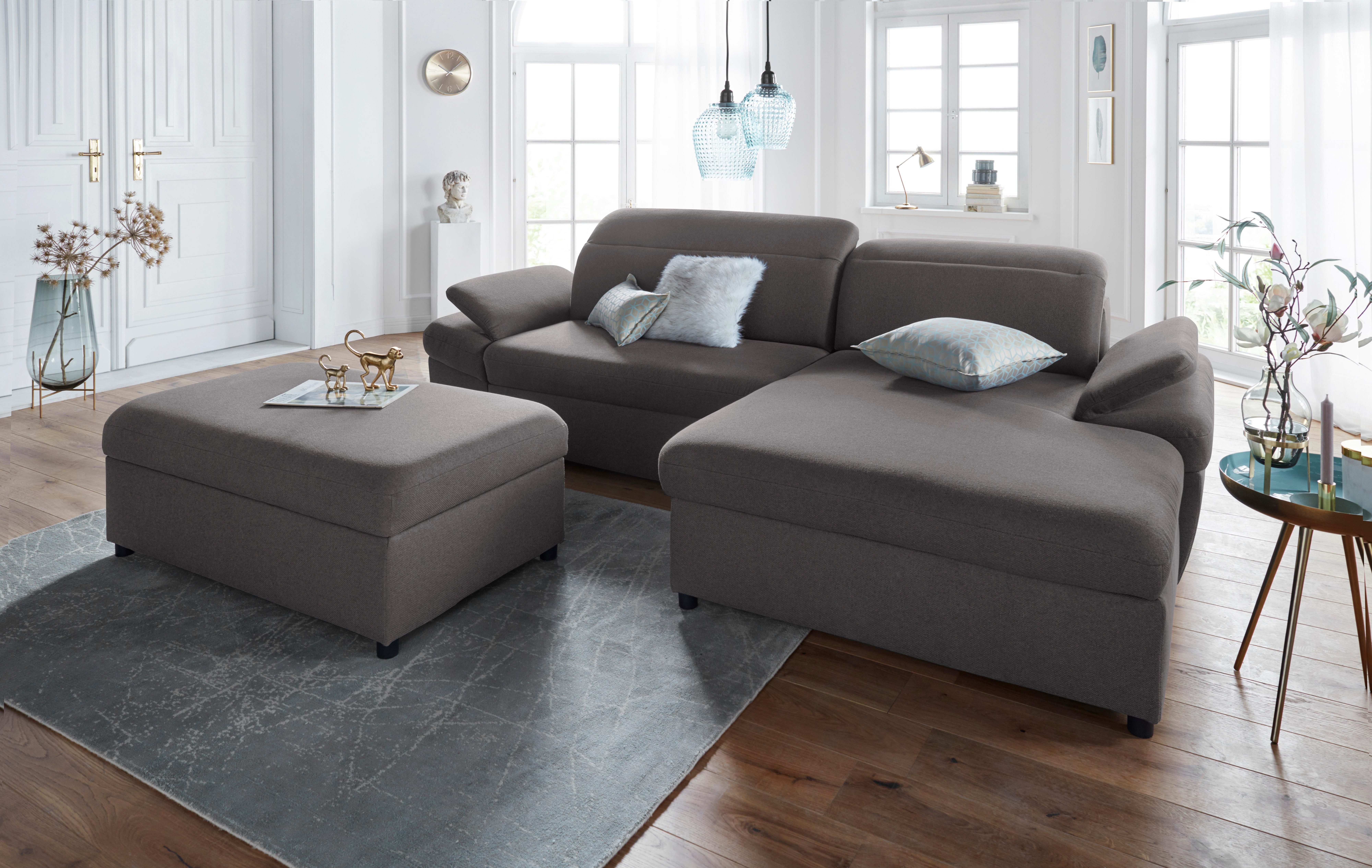 exxpo - sofa fashion Hoekbank Kyoto, incl. hoofd- en armleuningverstelling, hoog zitcomfort keuze met bedfunctie en bedlade, hoogwaardige bekleding, l-vorm