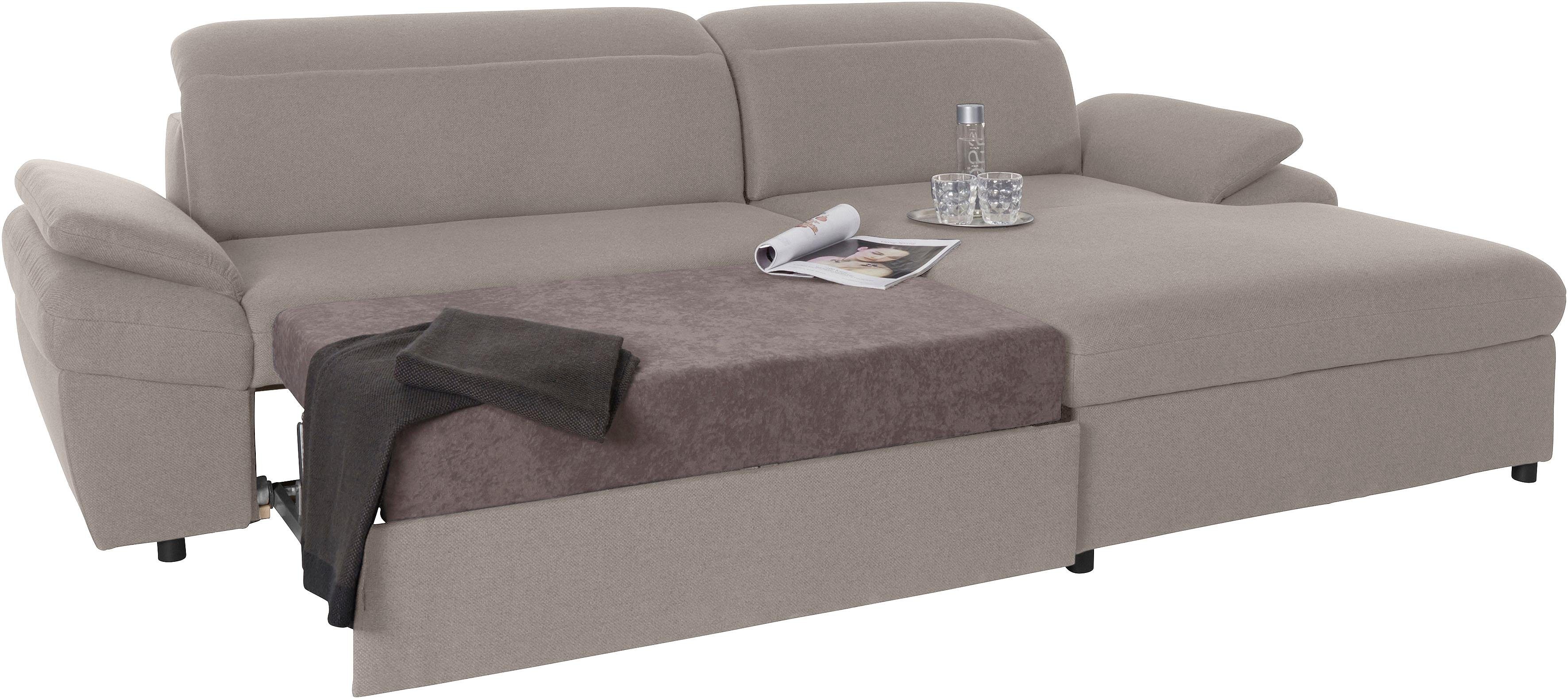 exxpo - sofa fashion Hoekbank Kyoto, incl. hoofd- en armleuningverstelling, hoog zitcomfort keuze met bedfunctie en bedlade, hoogwaardige bekleding, l-vorm