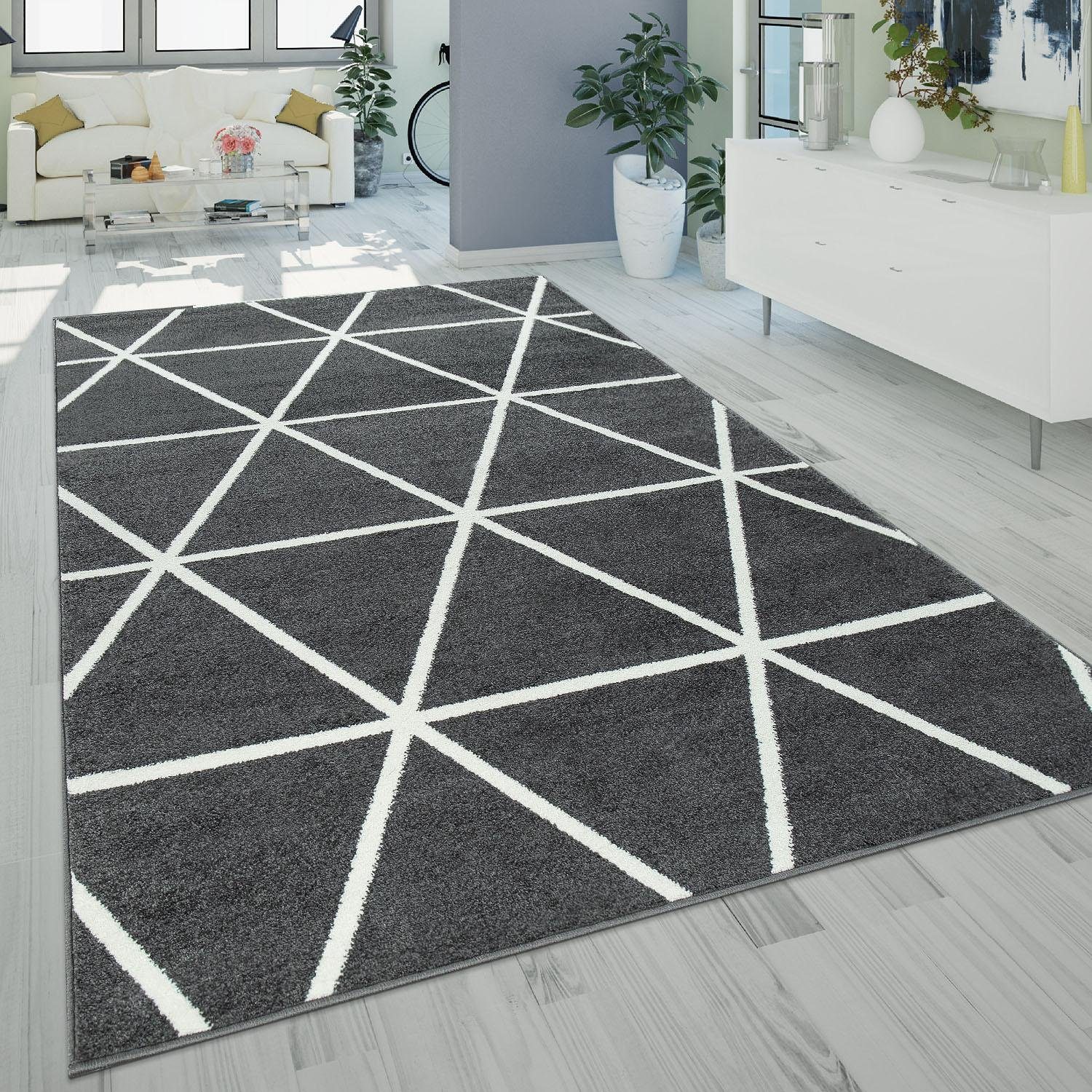 Paco Home Vloerkleed Stella 401 Kortpolig, pastelkleuren, ruitontwerp, Scandinavisch patroon, klantenfavoriet