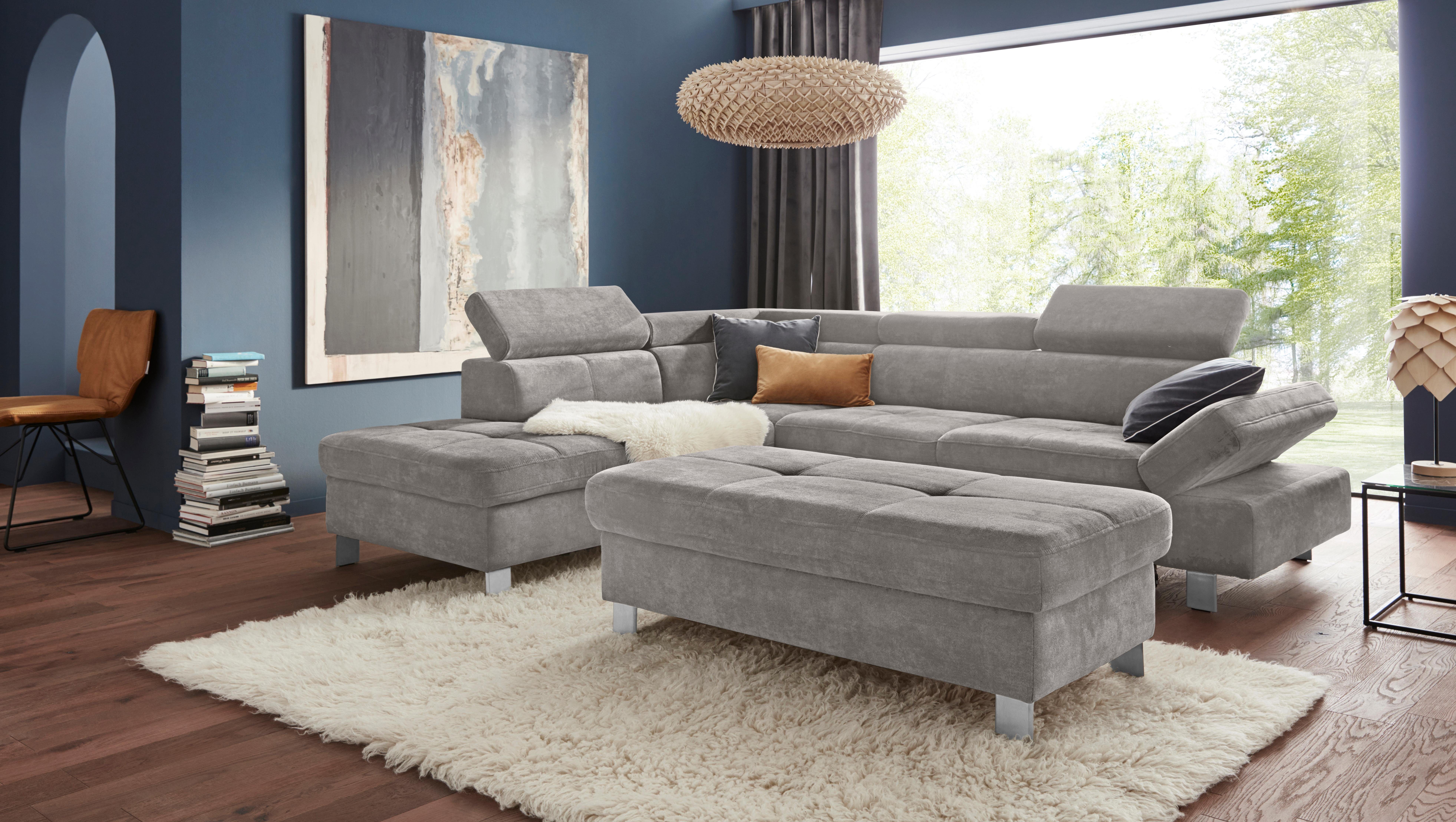 exxpo - sofa fashion Hoekbank Fiji, L-vorm met verstelbare hoofdsteun resp. rugleuning, naar keuze met slaapfunctie