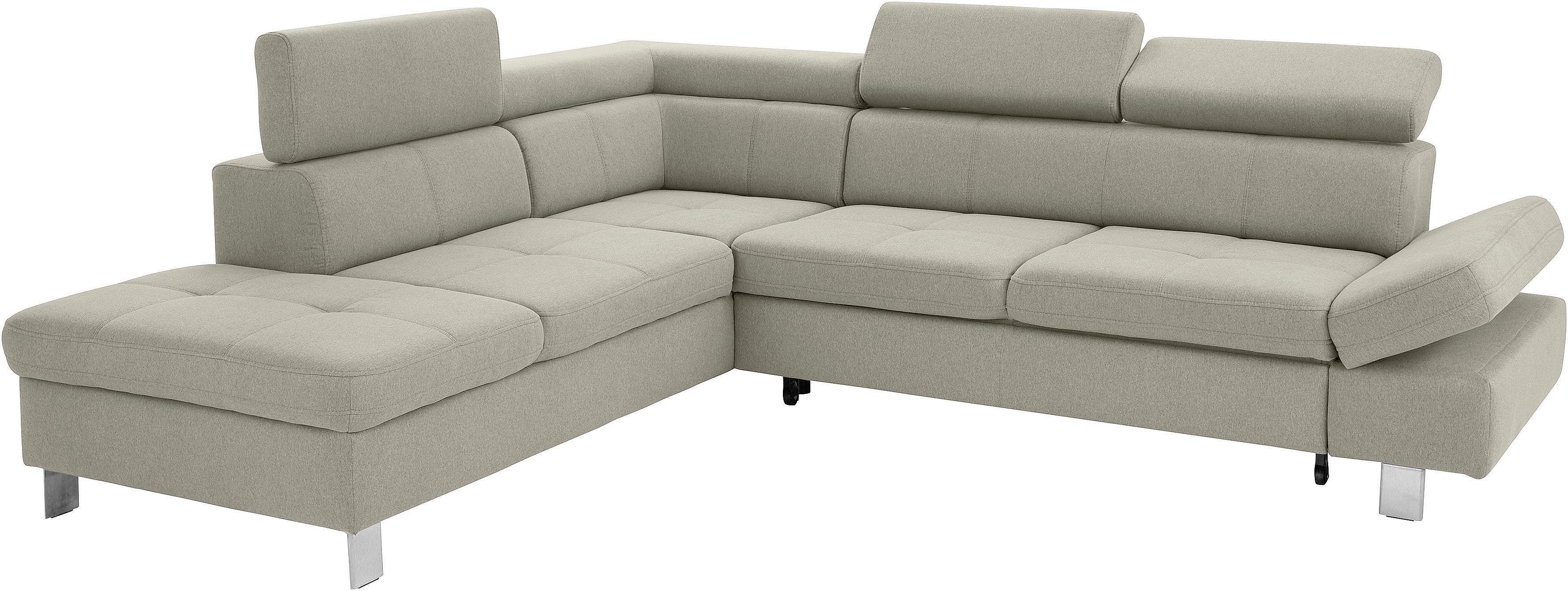 exxpo - sofa fashion Hoekbank Fiji, L-vorm met verstelbare hoofdsteun resp. rugleuning, naar keuze met slaapfunctie