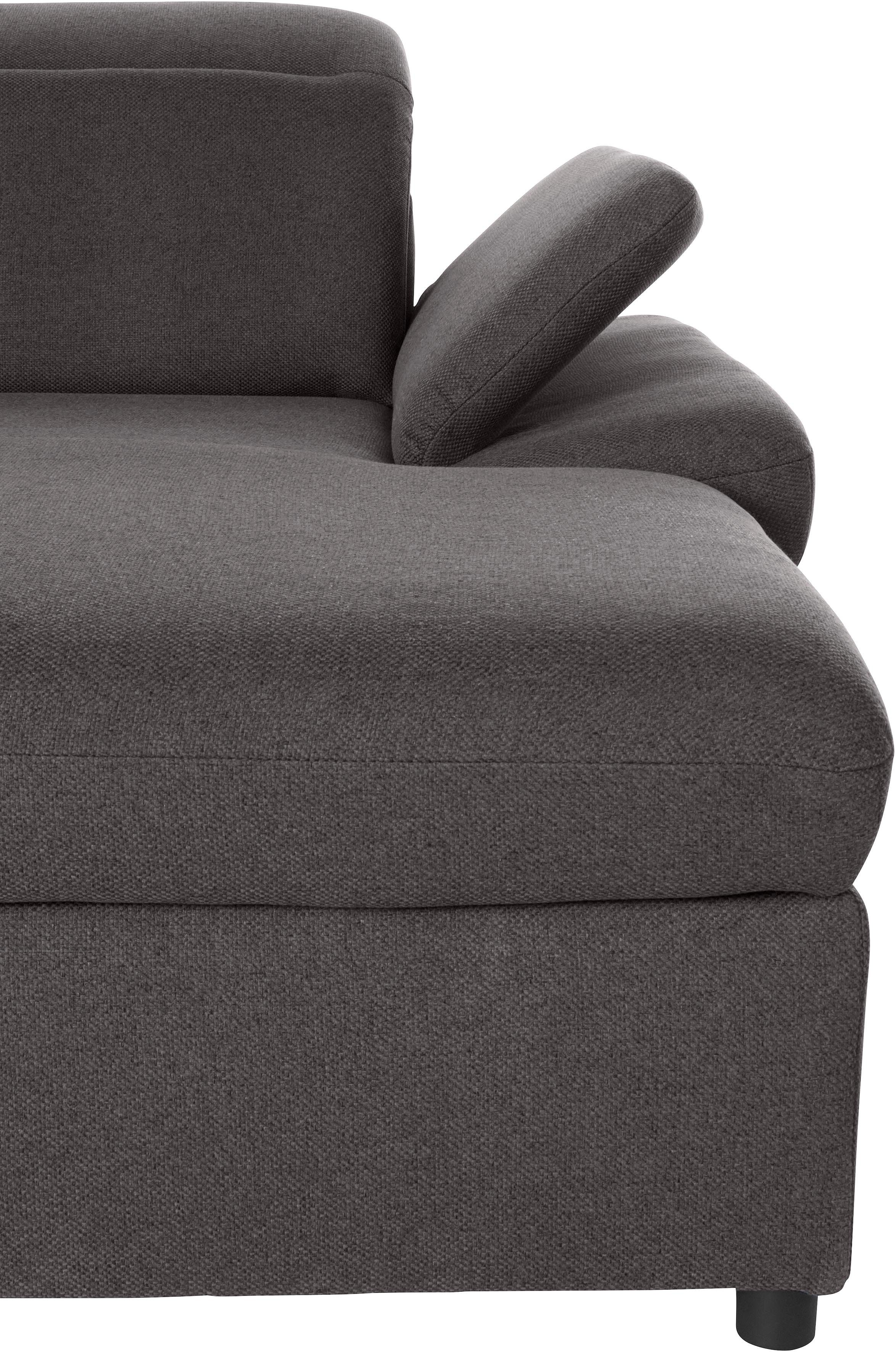 exxpo - sofa fashion Hoekbank Kyoto, incl. hoofd- en armleuningverstelling, hoog zitcomfort keuze met bedfunctie en bedlade, hoogwaardige bekleding, l-vorm