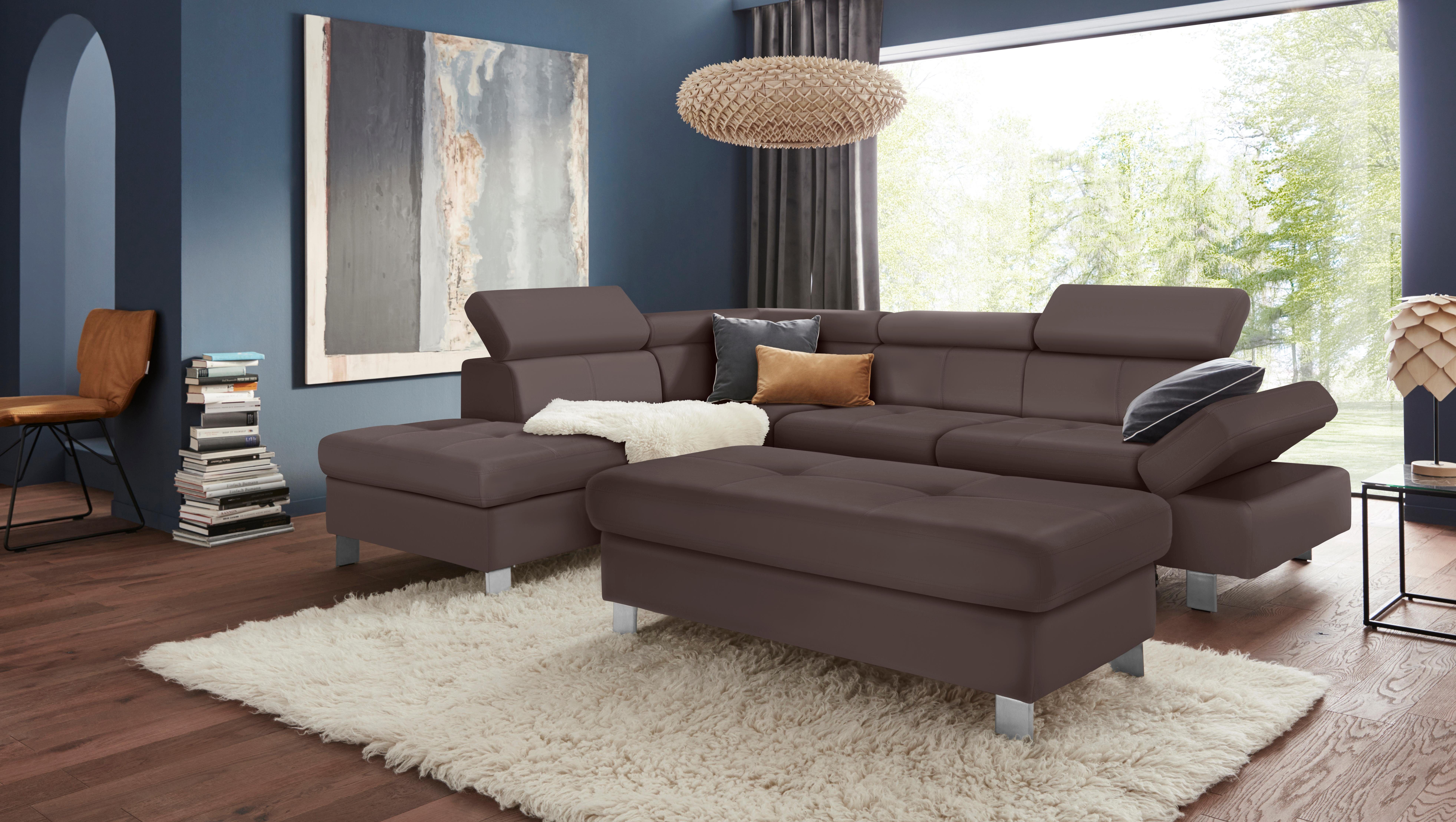 exxpo - sofa fashion Hoekbank Fiji, L-vorm met verstelbare hoofdsteun resp. rugleuning, naar keuze met slaapfunctie