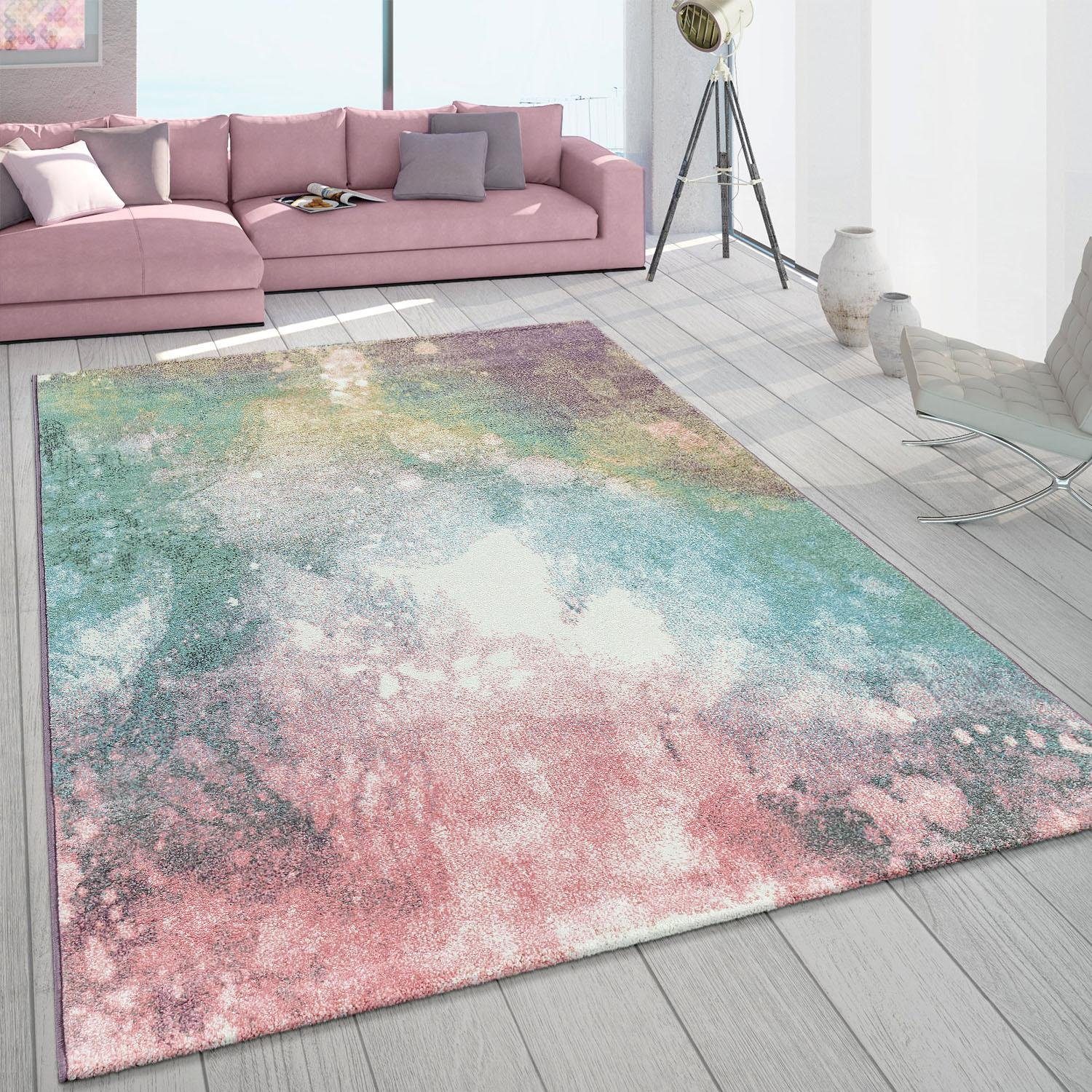 Paco Home Vloerkleed Mero 100 Korte pool, modern design, pastelkleuren, used look