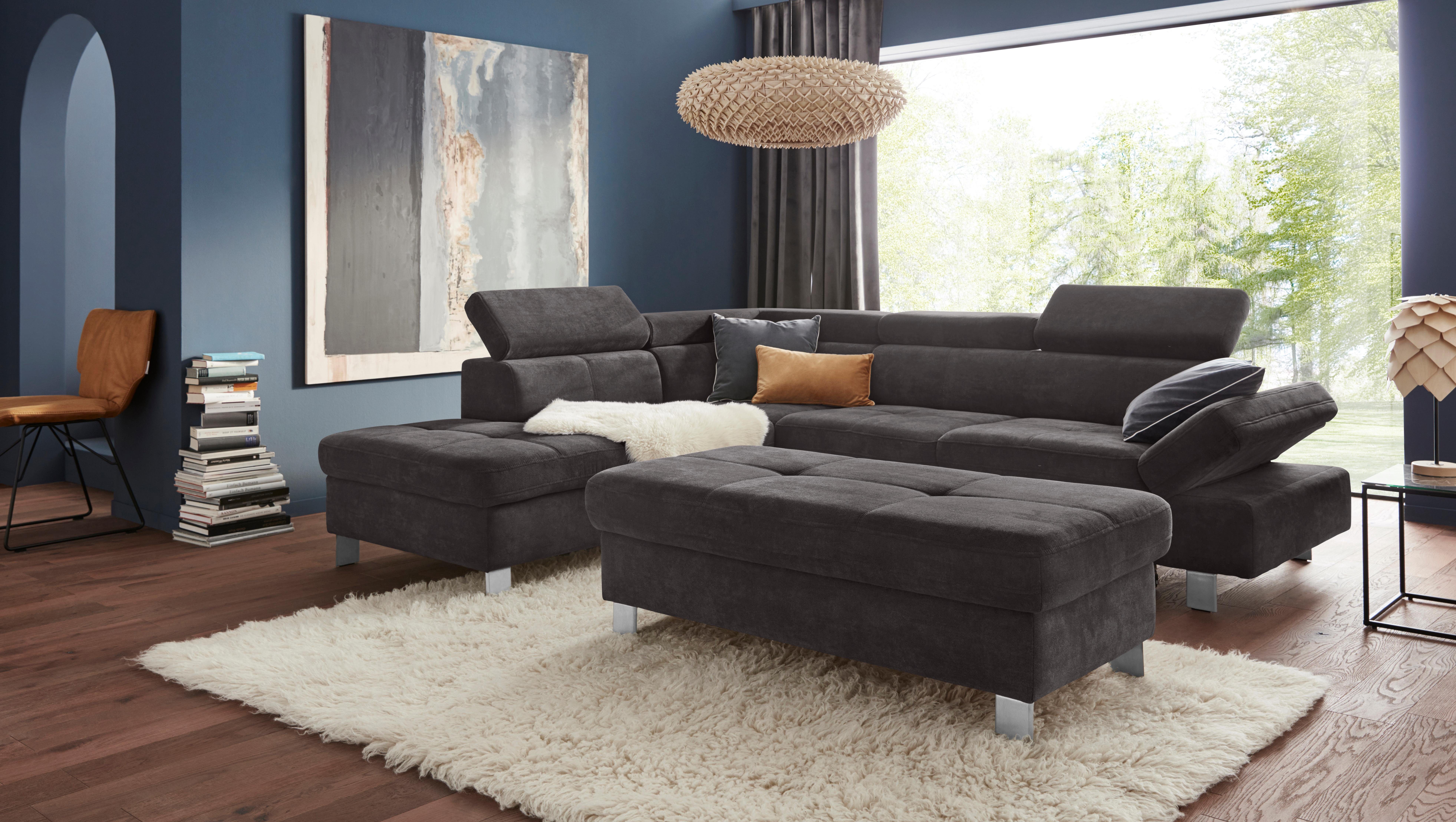 exxpo - sofa fashion Hoekbank Fiji, L-vorm met verstelbare hoofdsteun resp. rugleuning, naar keuze met slaapfunctie