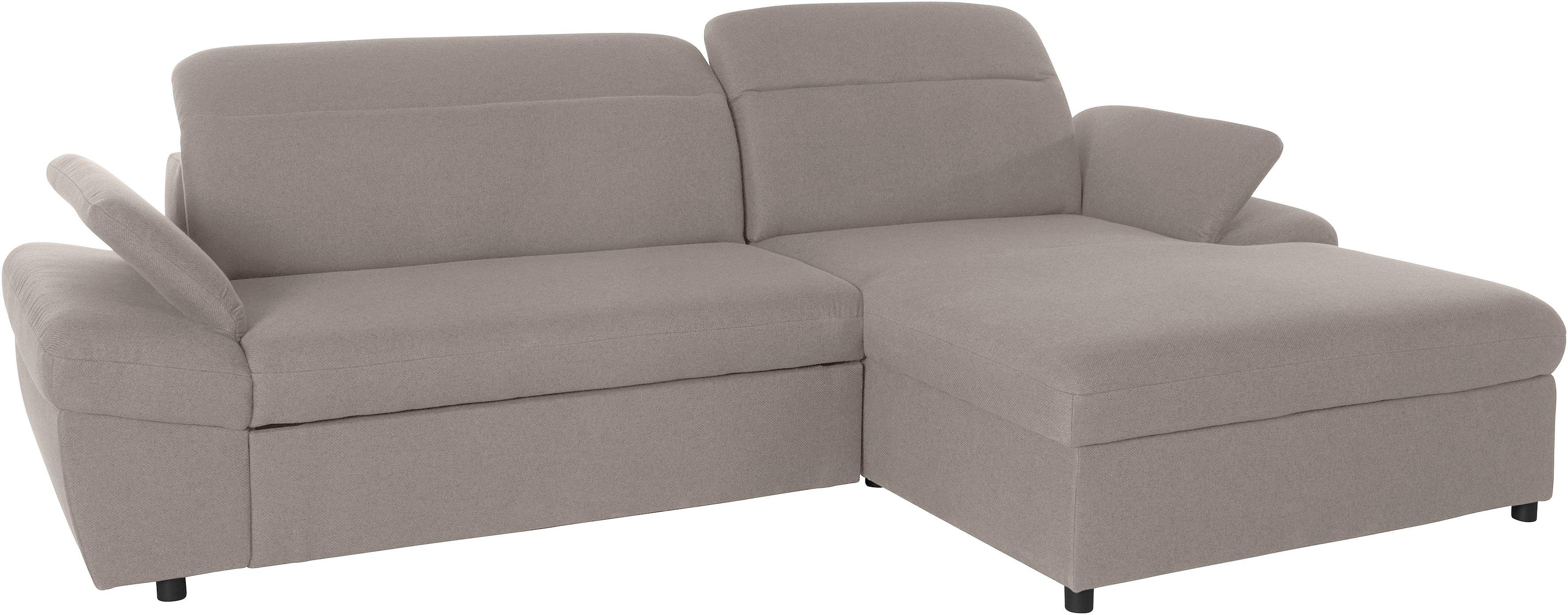 exxpo - sofa fashion Hoekbank Kyoto, incl. hoofd- en armleuningverstelling, hoog zitcomfort keuze met bedfunctie en bedlade, hoogwaardige bekleding, l-vorm