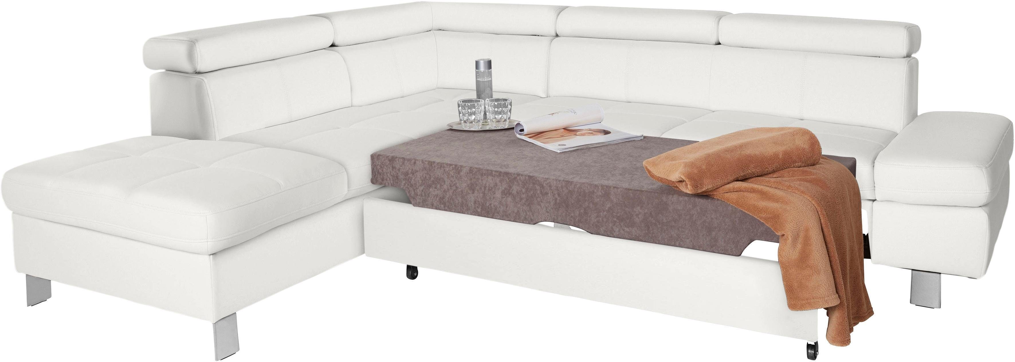 exxpo - sofa fashion Hoekbank Fiji, L-vorm met verstelbare hoofdsteun resp. rugleuning, naar keuze met slaapfunctie