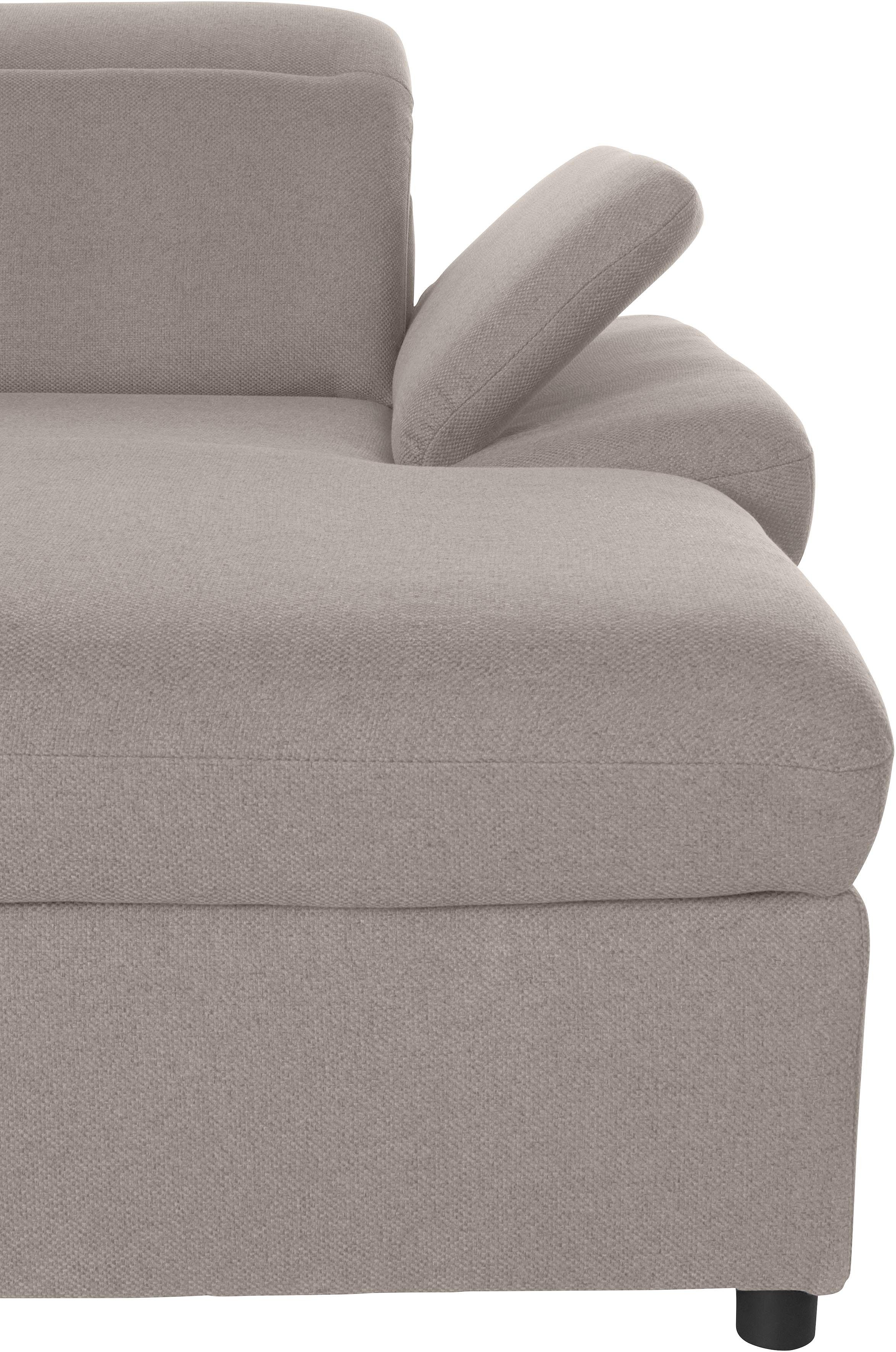 exxpo - sofa fashion Hoekbank Kyoto, incl. hoofd- en armleuningverstelling, hoog zitcomfort keuze met bedfunctie en bedlade, hoogwaardige bekleding, l-vorm