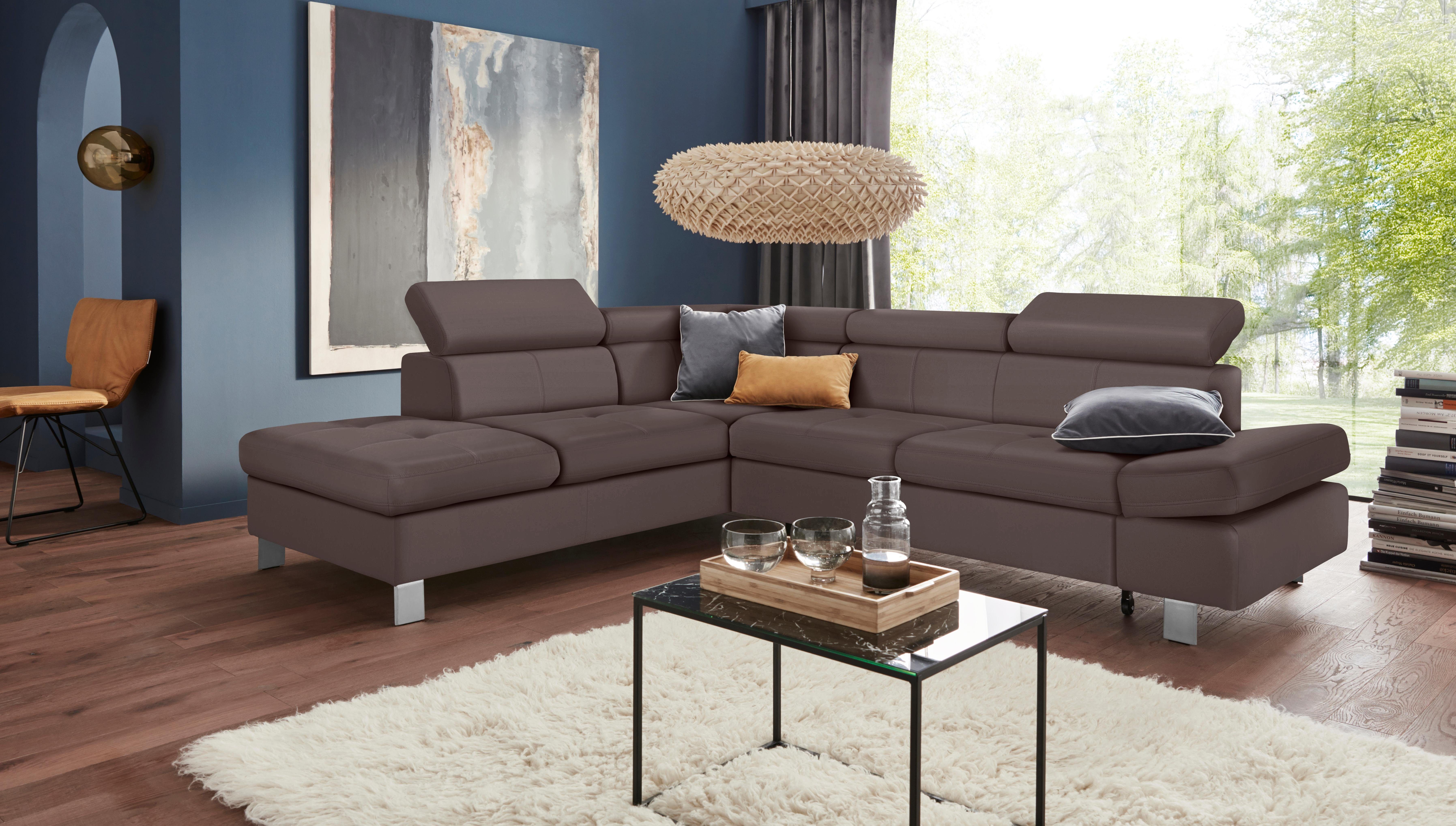 Exxpo - sofa fashion Hoekbank Fiji, L-vorm met verstelbare hoofdsteun resp. rugleuning, naar keuze met slaapfunctie