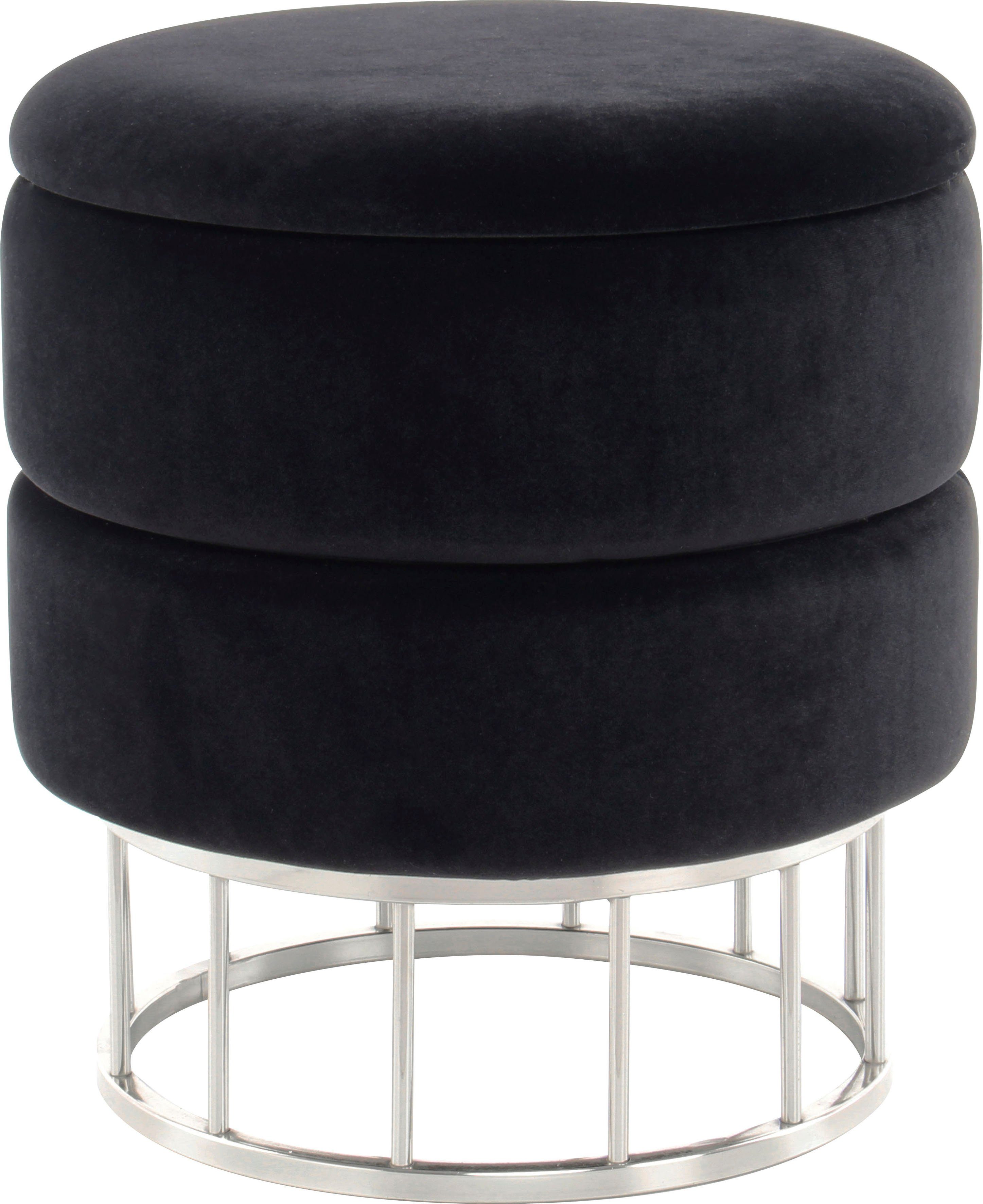 Kayoom Hocker met bergruimte Kruk Zero 525, zitkruk met comfort, ronde, moderne vorm glamoureus, elegant, met opbergruimte, bekleding van fluweelzacht stof (1 stuk)