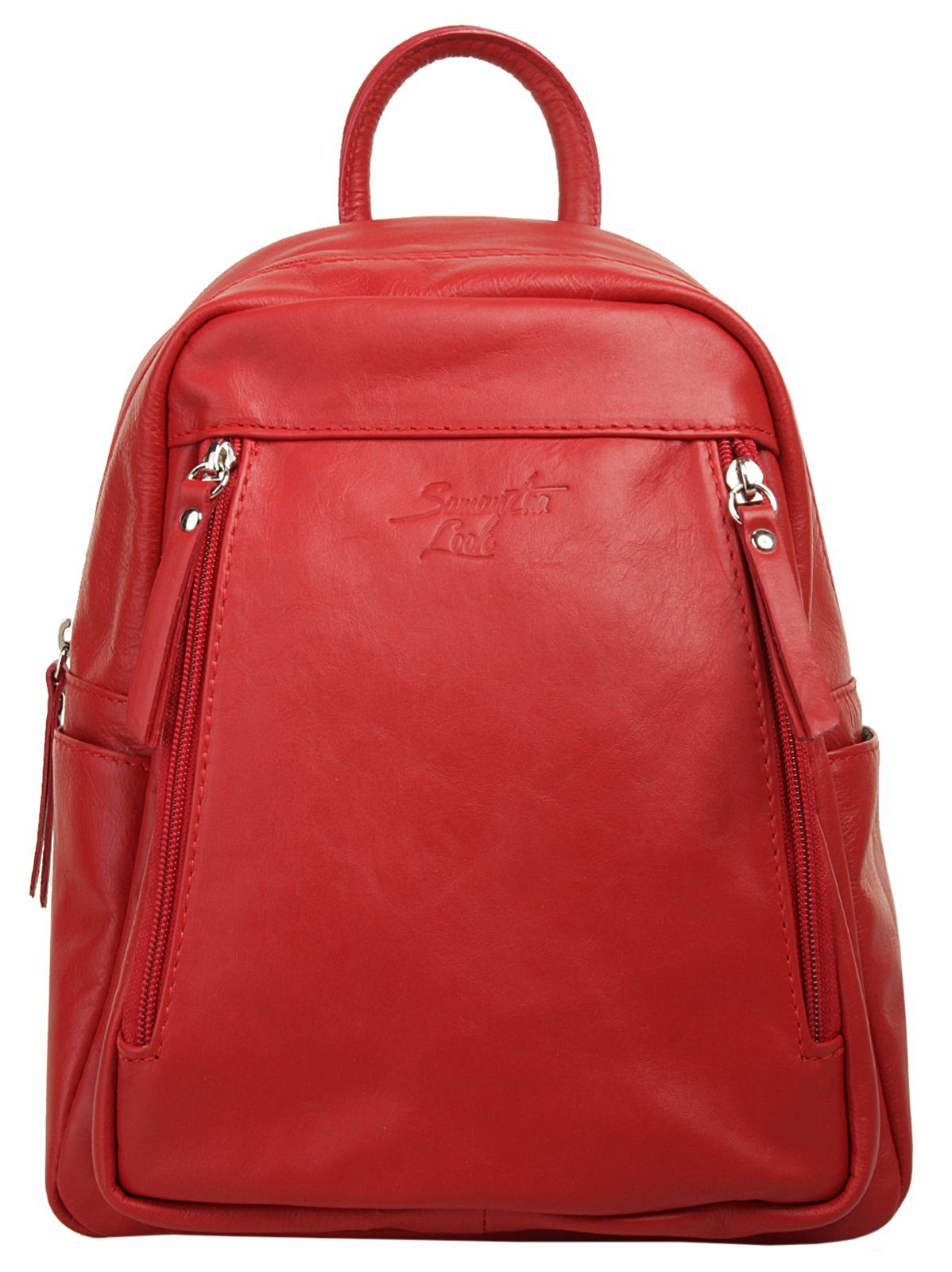 Samantha Look Rugzak echt leer, made in italy dames rugzakken maat onesize rood