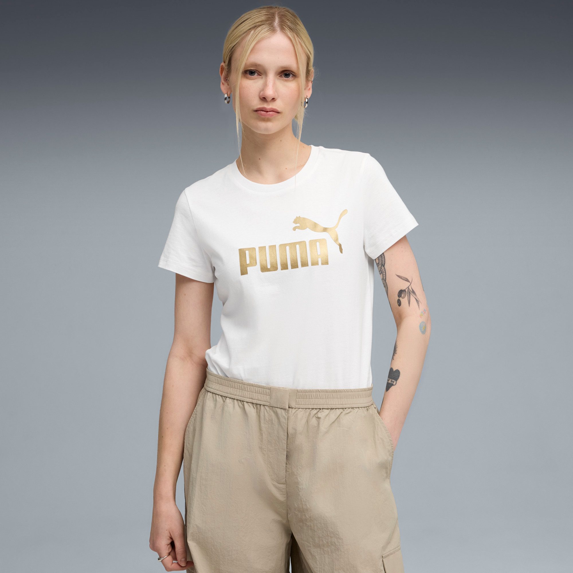 PUMA T-shirt dames tops maat L wit