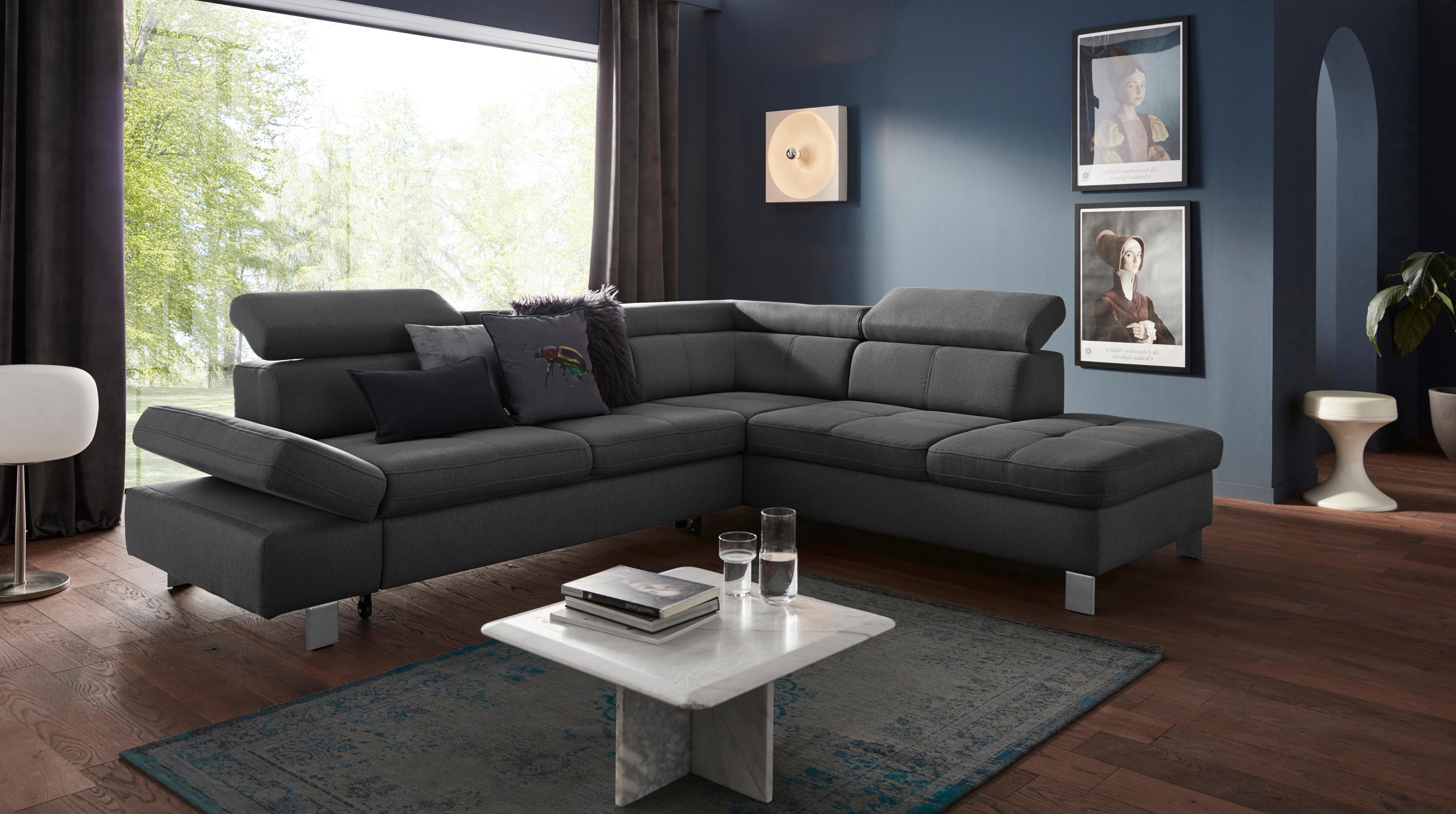 Exxpo - sofa fashion Hoekbank Fiji, L-vorm met verstelbare hoofdsteun resp. rugleuning, naar keuze met slaapfunctie