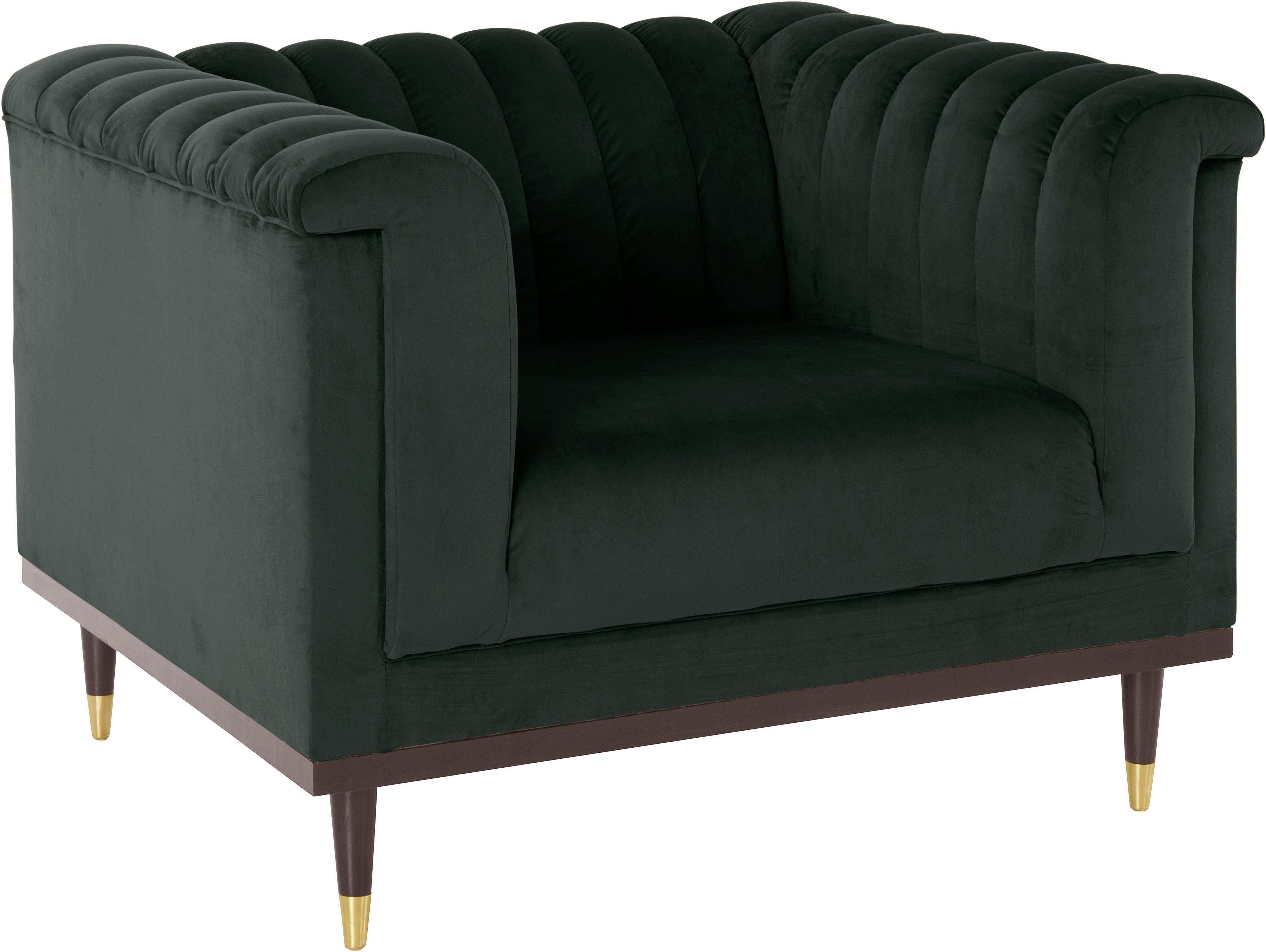 Guido Maria Kretschmer Home&Living Fauteuil Chamby met houten rand onder en stiksels bij de leuning
