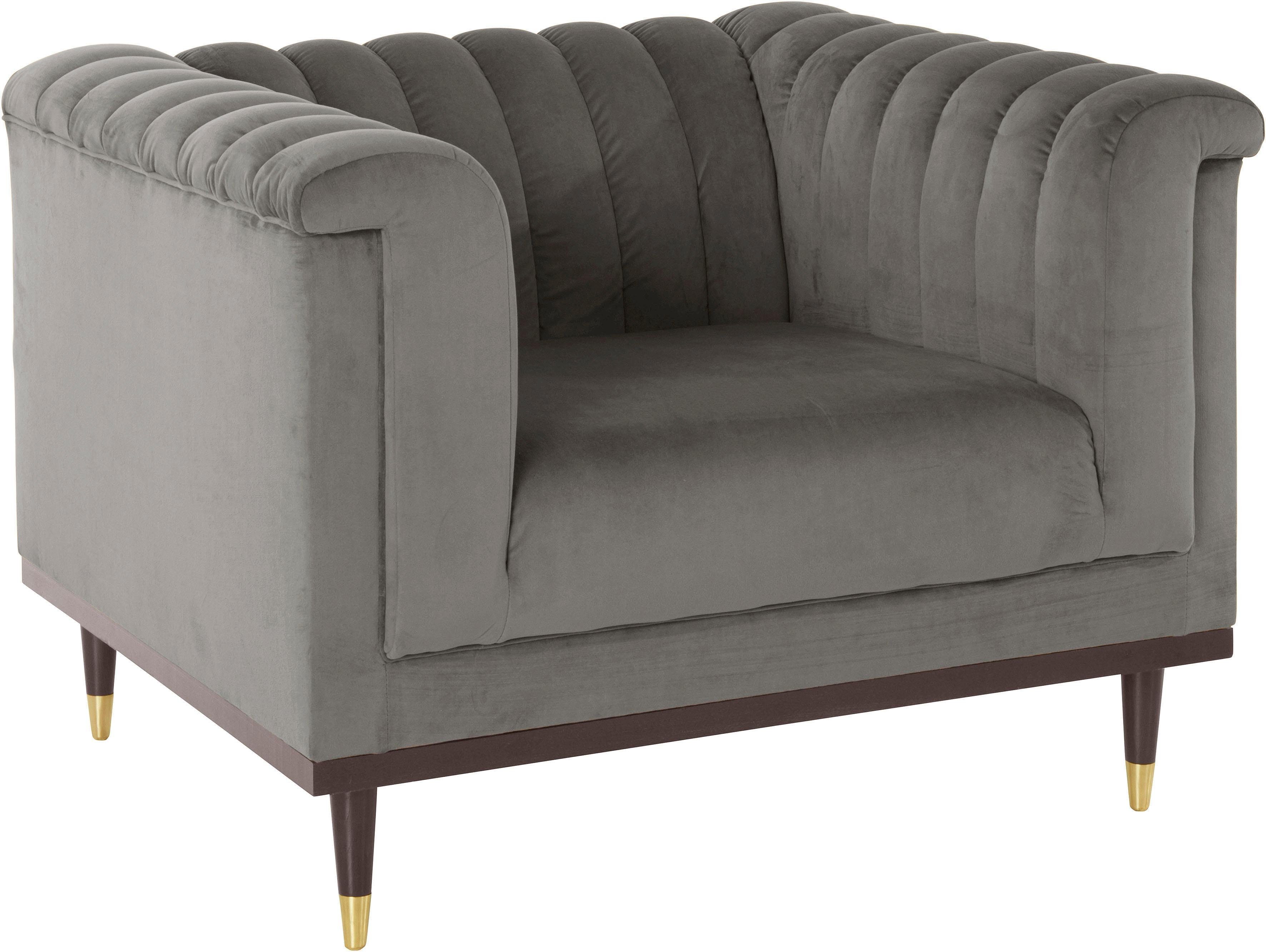 Guido Maria Kretschmer Home&Living Fauteuil Chamby met houten rand onder en stiksels bij de leuning