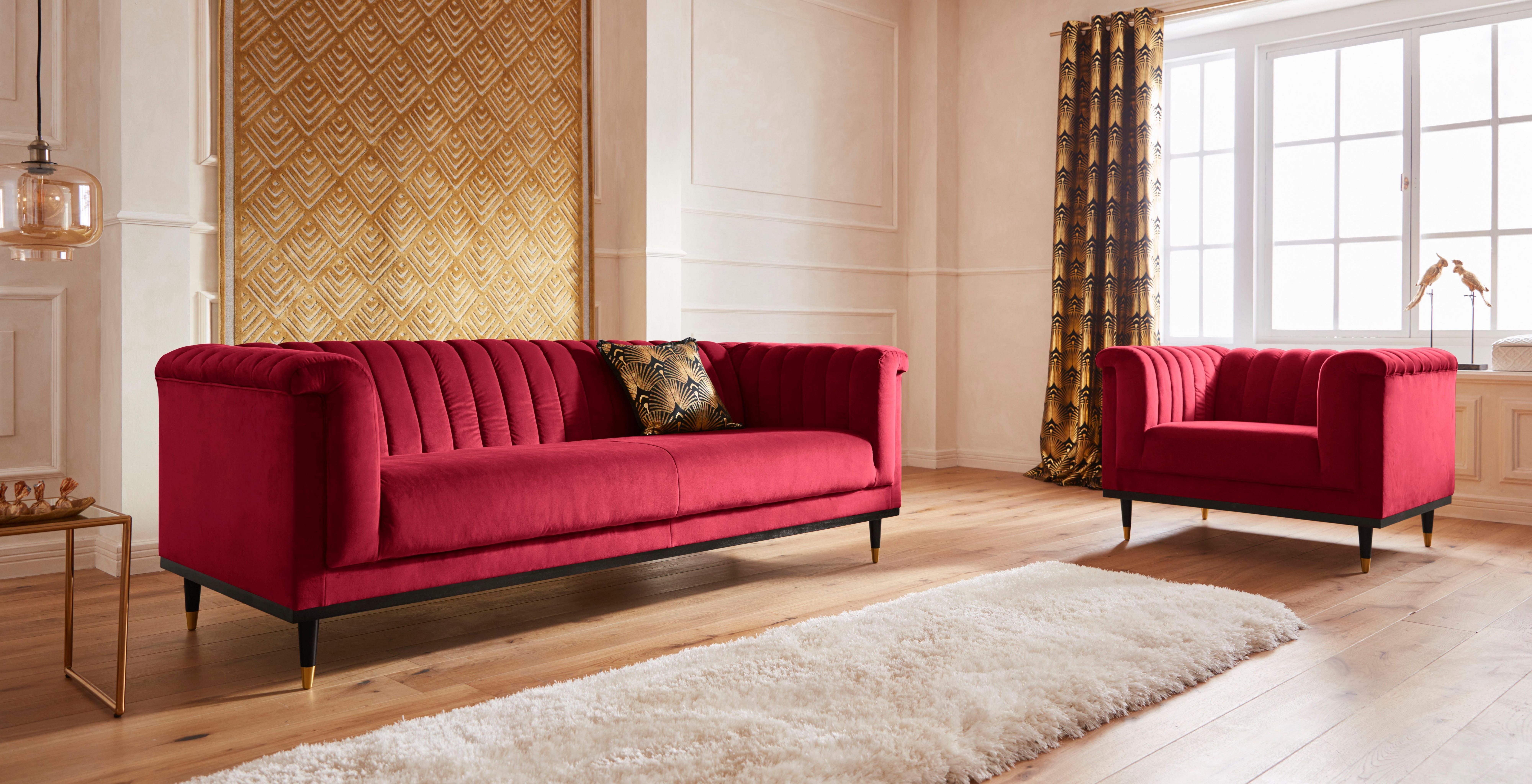 Guido Maria Kretschmer Home&Living Fauteuil Chamby met houten rand onder en stiksels bij de leuning