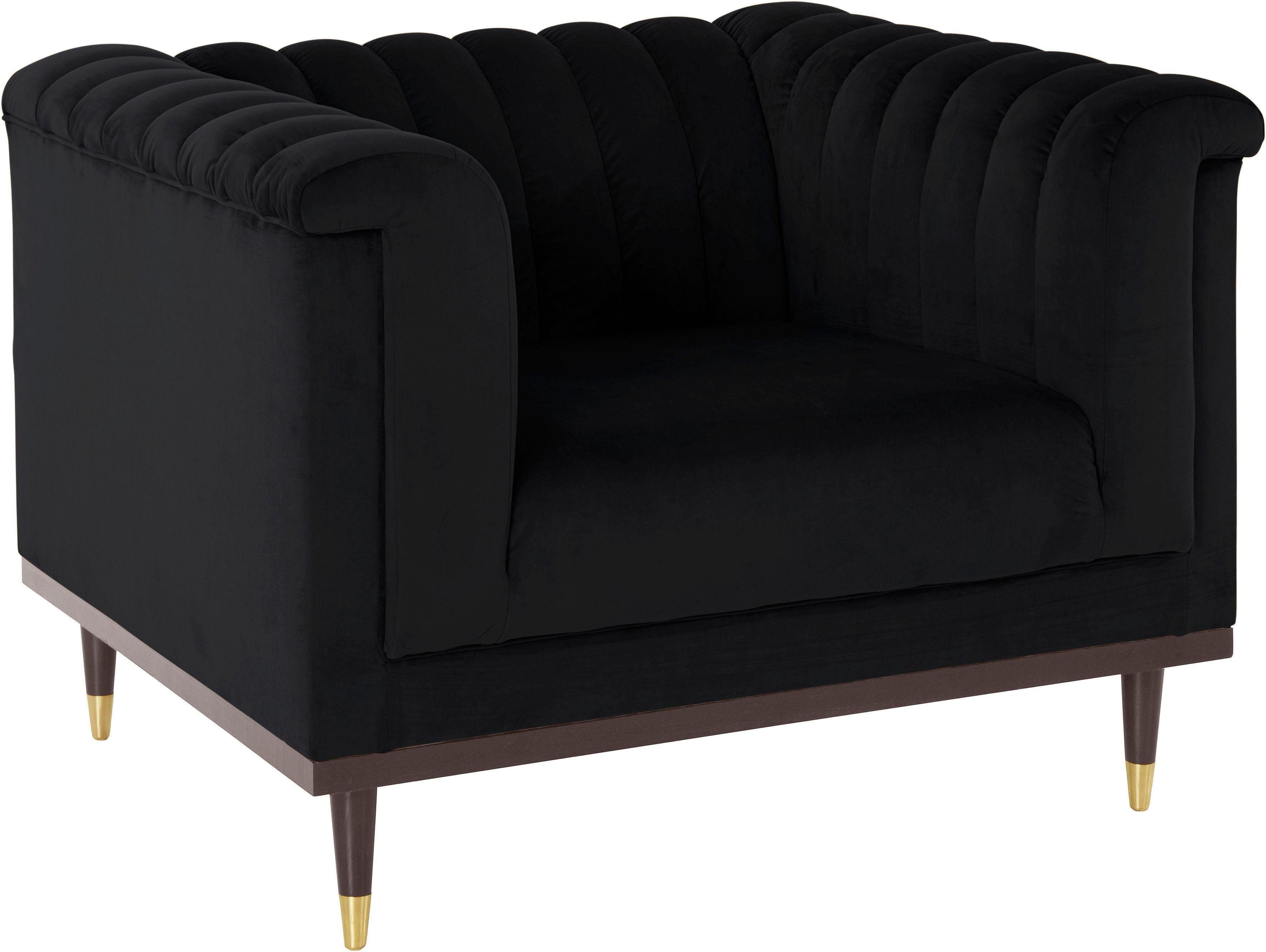 Guido Maria Kretschmer Home&Living Fauteuil Chamby met houten rand onder en stiksels bij de leuning