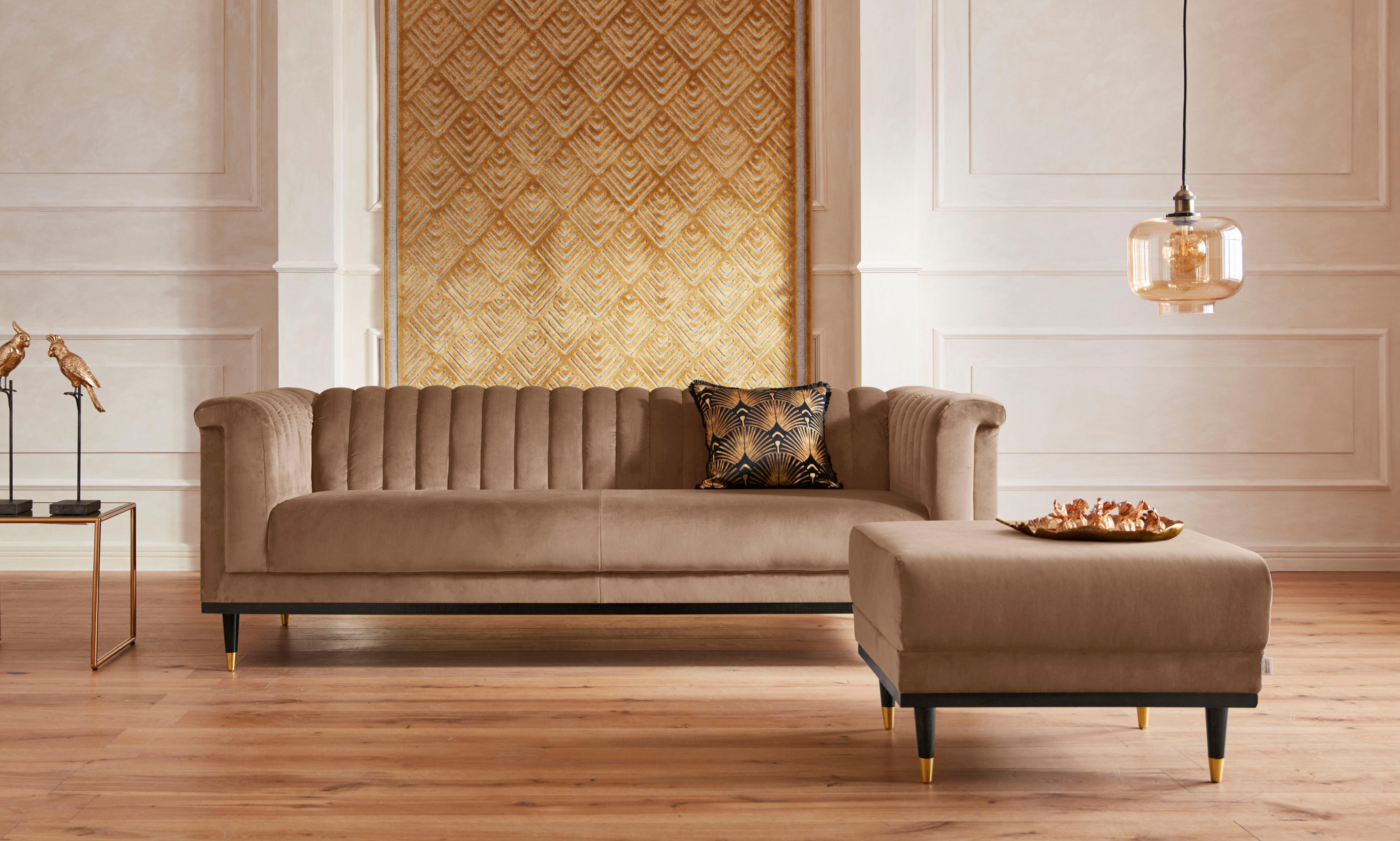 Home affaire Hocker Chamby met houten frame onderaan