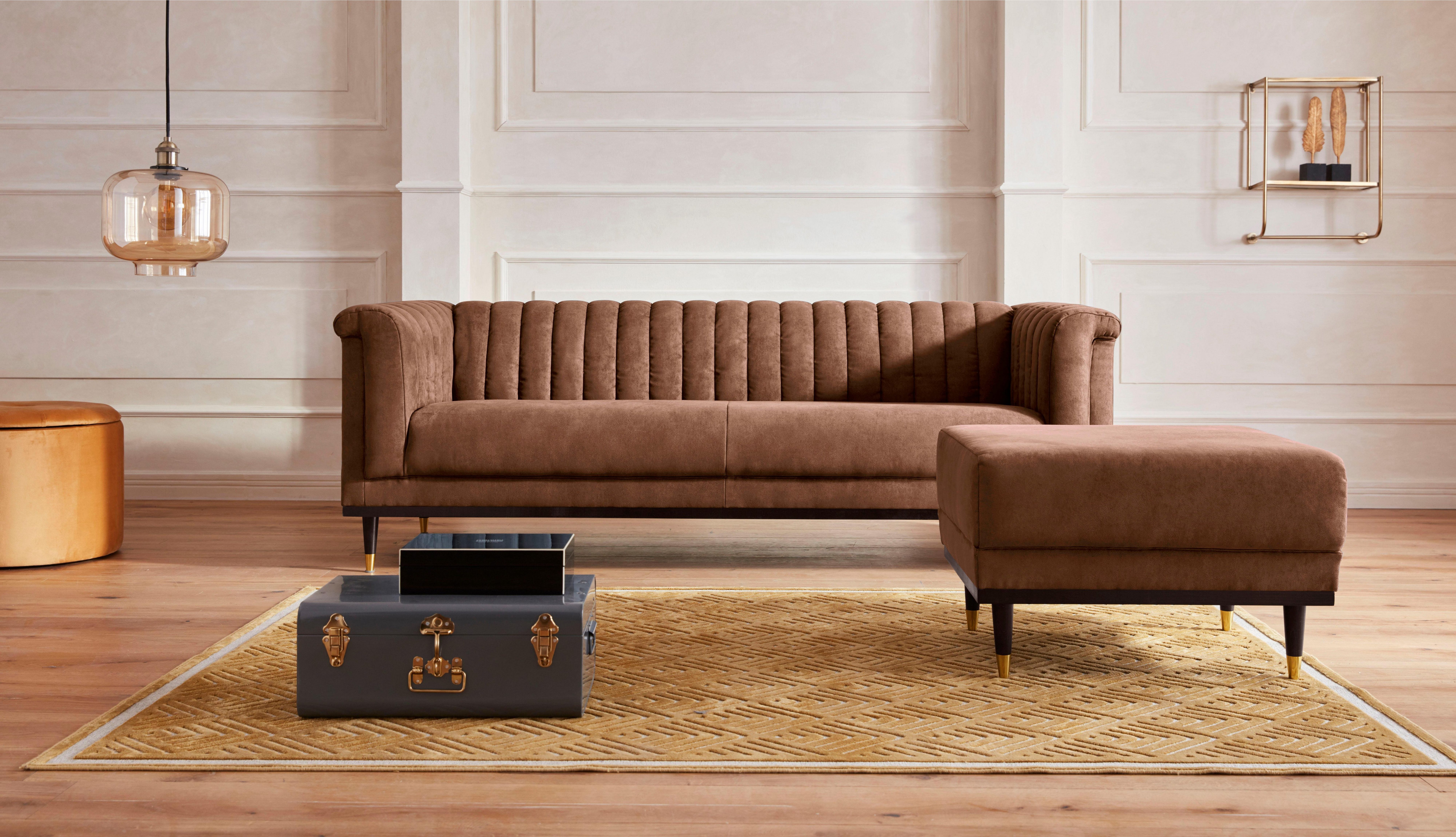 Home affaire Hocker Chamby met houten frame onderaan