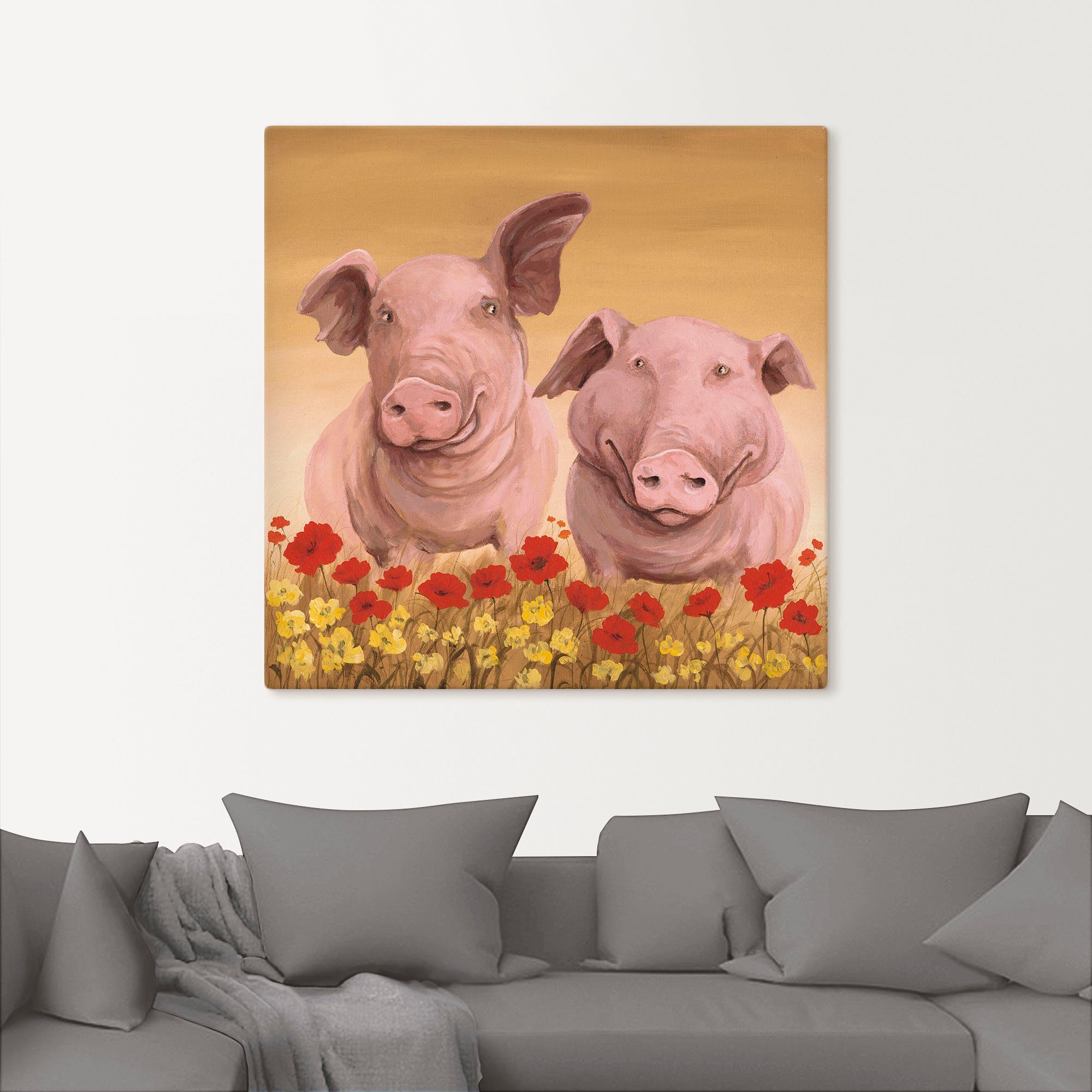 Artland Artprint op linnen Varkens gespannen op een spieraam