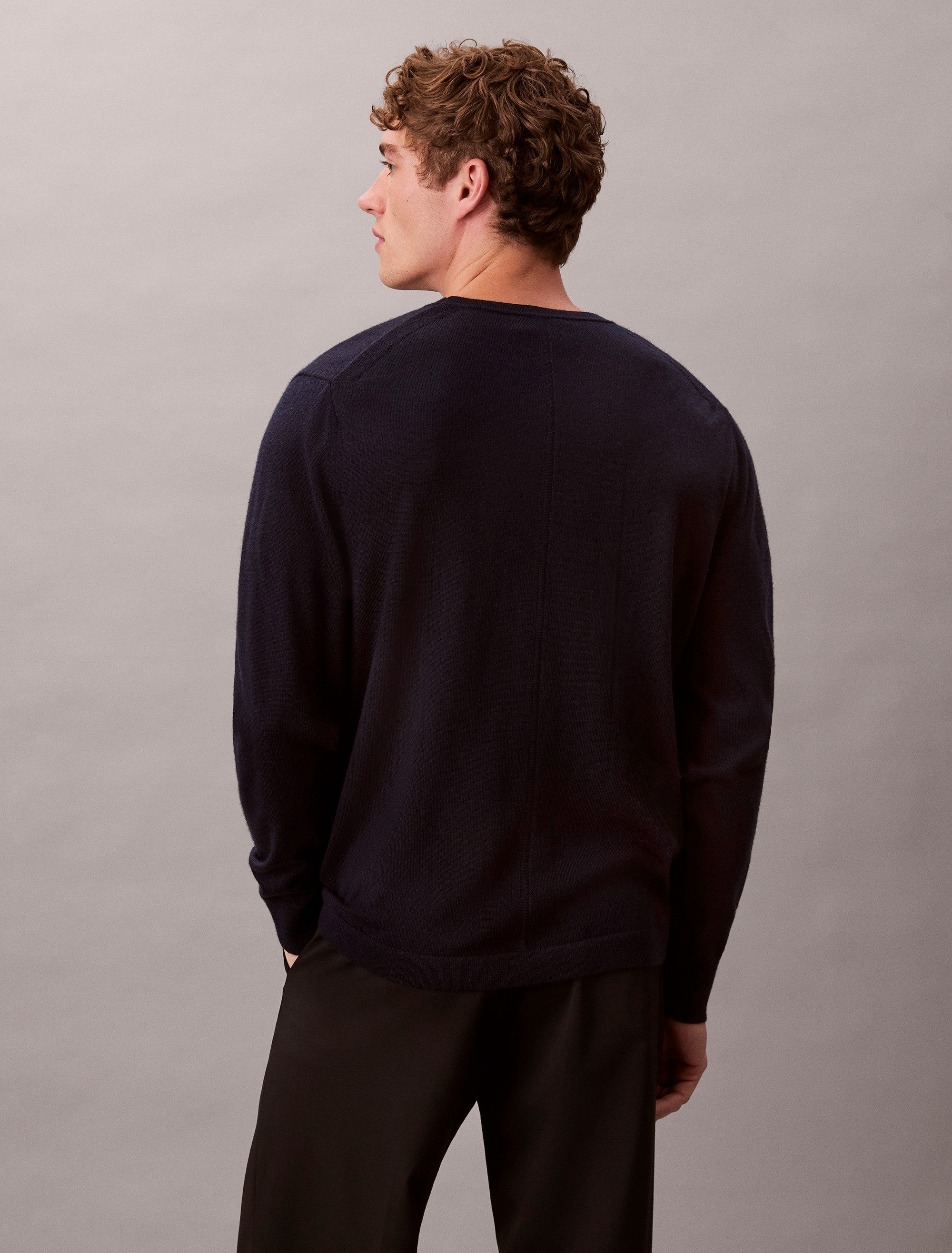 Calvin Klein Gebreide trui LS 100% MERINO CREW 14GG