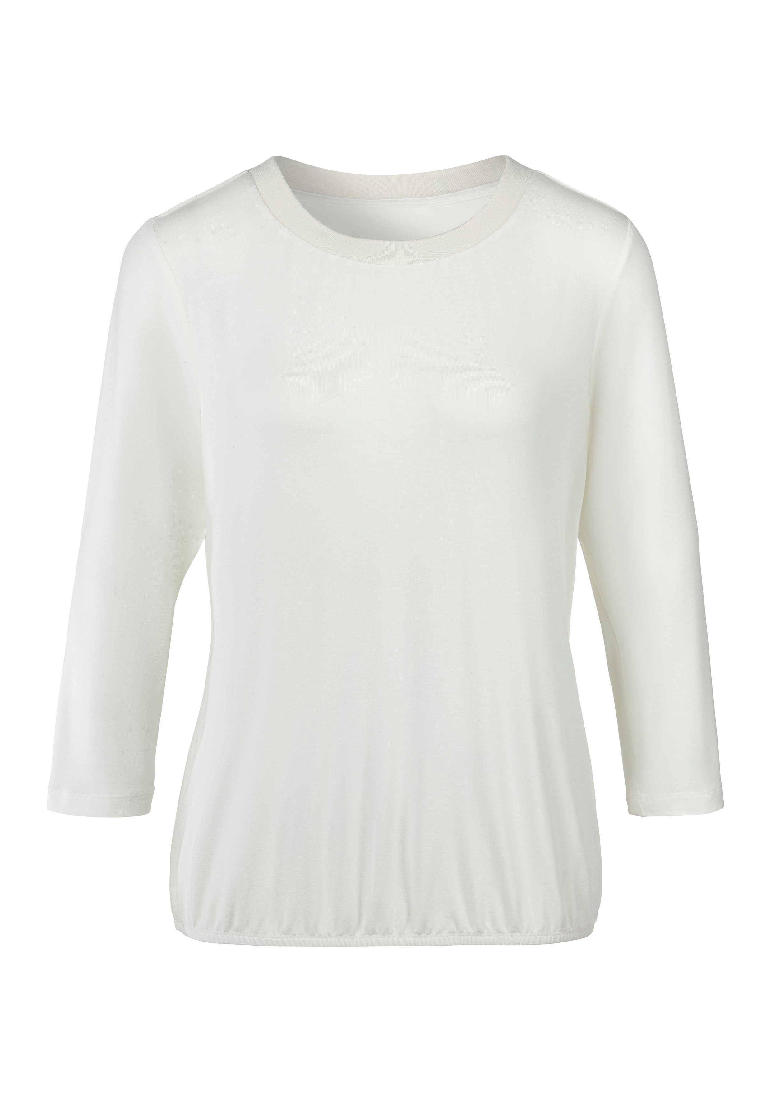 Lascana Shirt met 3/4-mouwen met speciale geribde boorden bij de ronde hals (Set van 2)