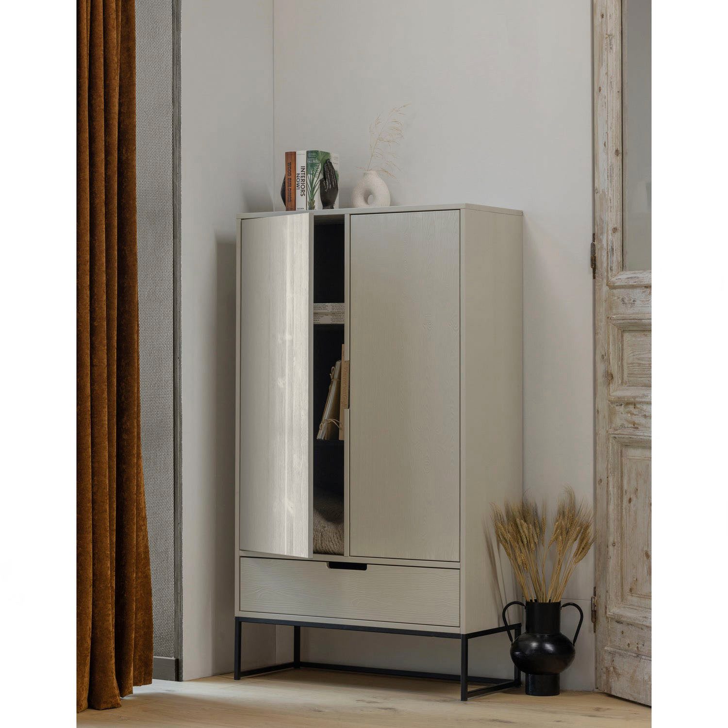 WOOOD Multifunctionele kast Silas twee deuren, met lade, h 149 cm x b 85 cm