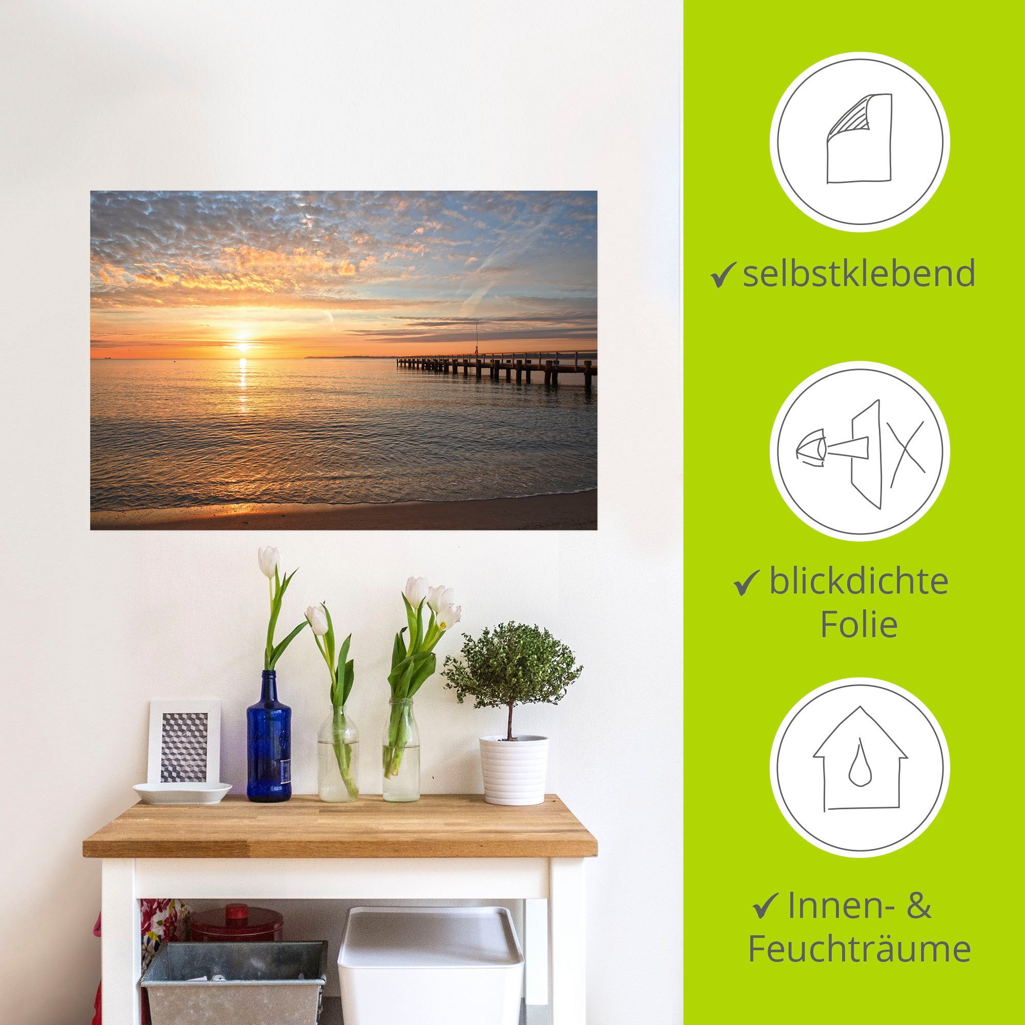 Artland Artprint ‘s Morgens vroeg aan de Oostzee als artprint van aluminium, artprint voor buiten, artprint op linnen, poster, muursticker