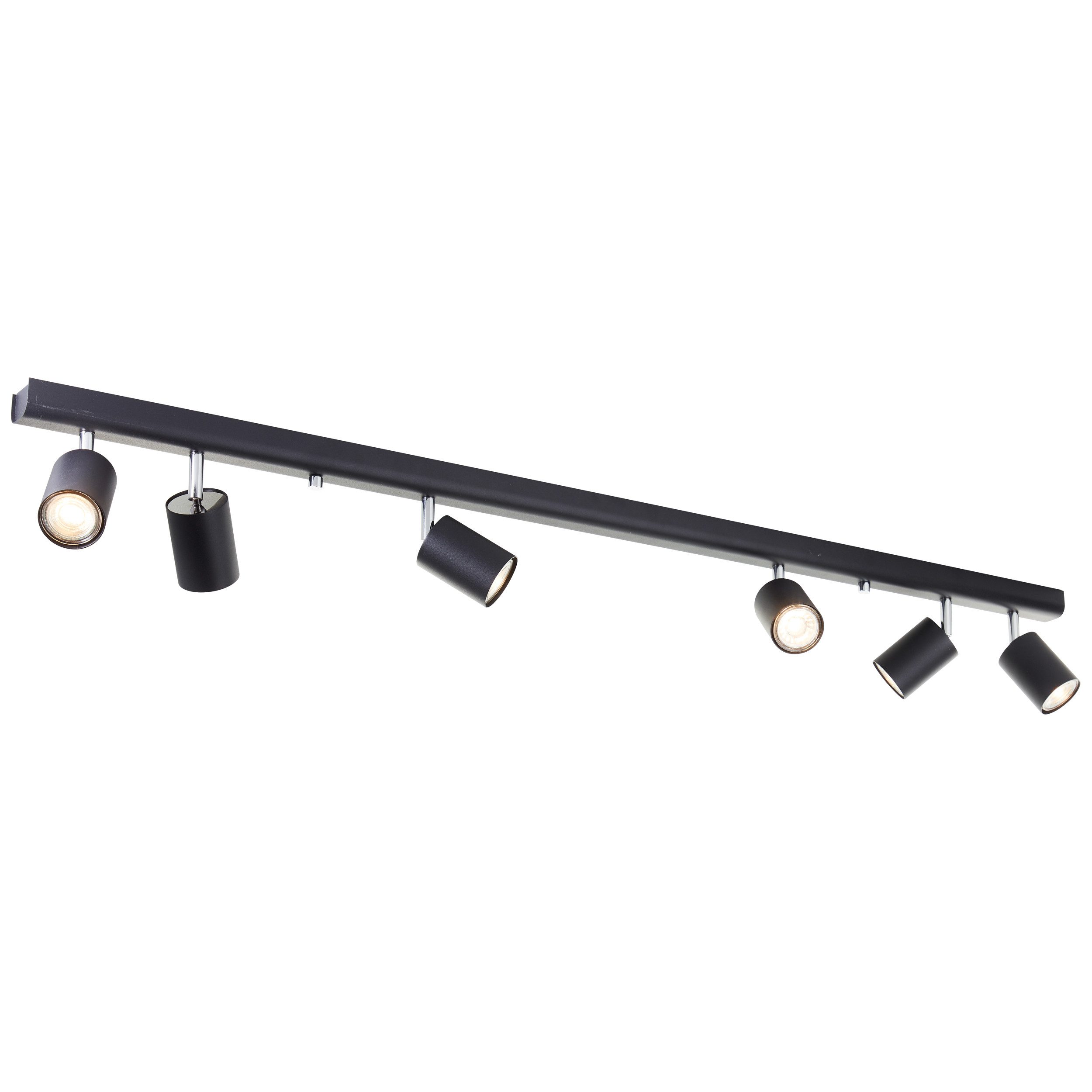 Brilliant Leuchten Plafondspot Different Spotbalk, 119 cm, 6x GU10, schwenkbaar, metaal, zwart (1 stuk)