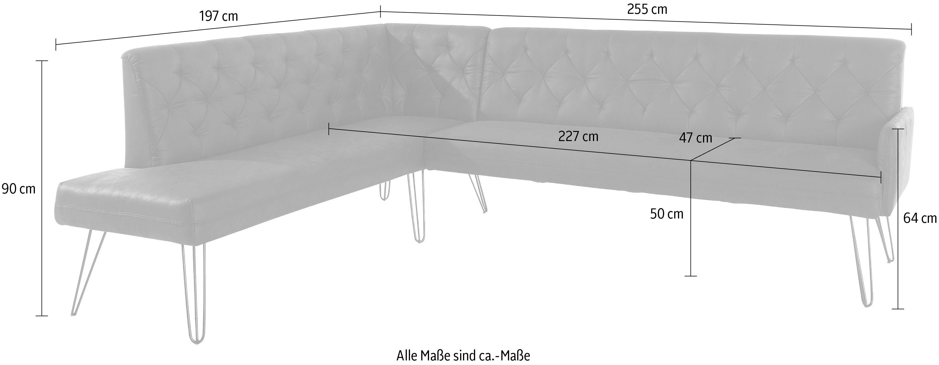 exxpo - sofa fashion Hoekbank Doppio, Chesterfield look, comfortabel en handig, hoge designvoeten