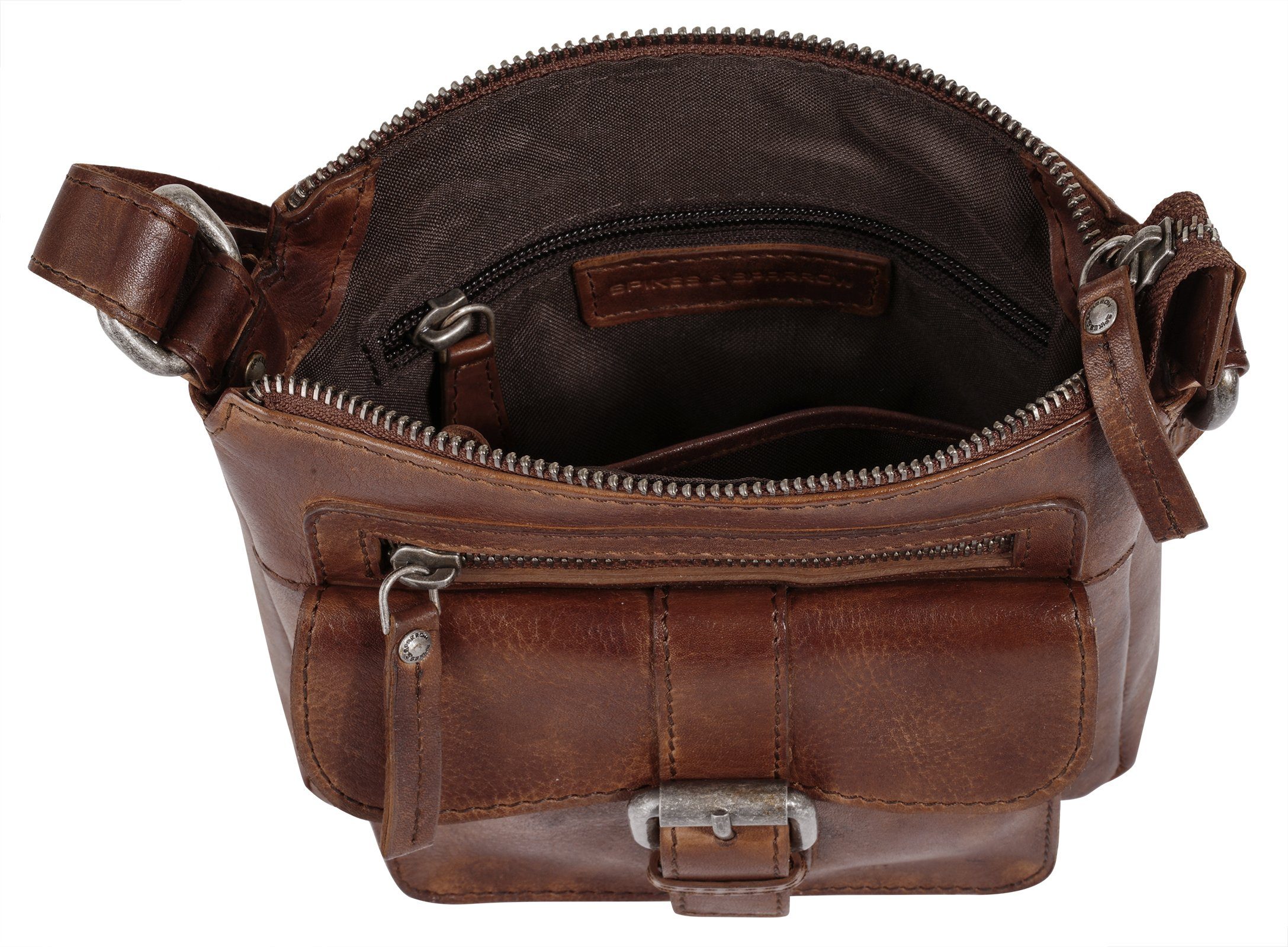 Spikes & Sparrow Schoudertas echt leder