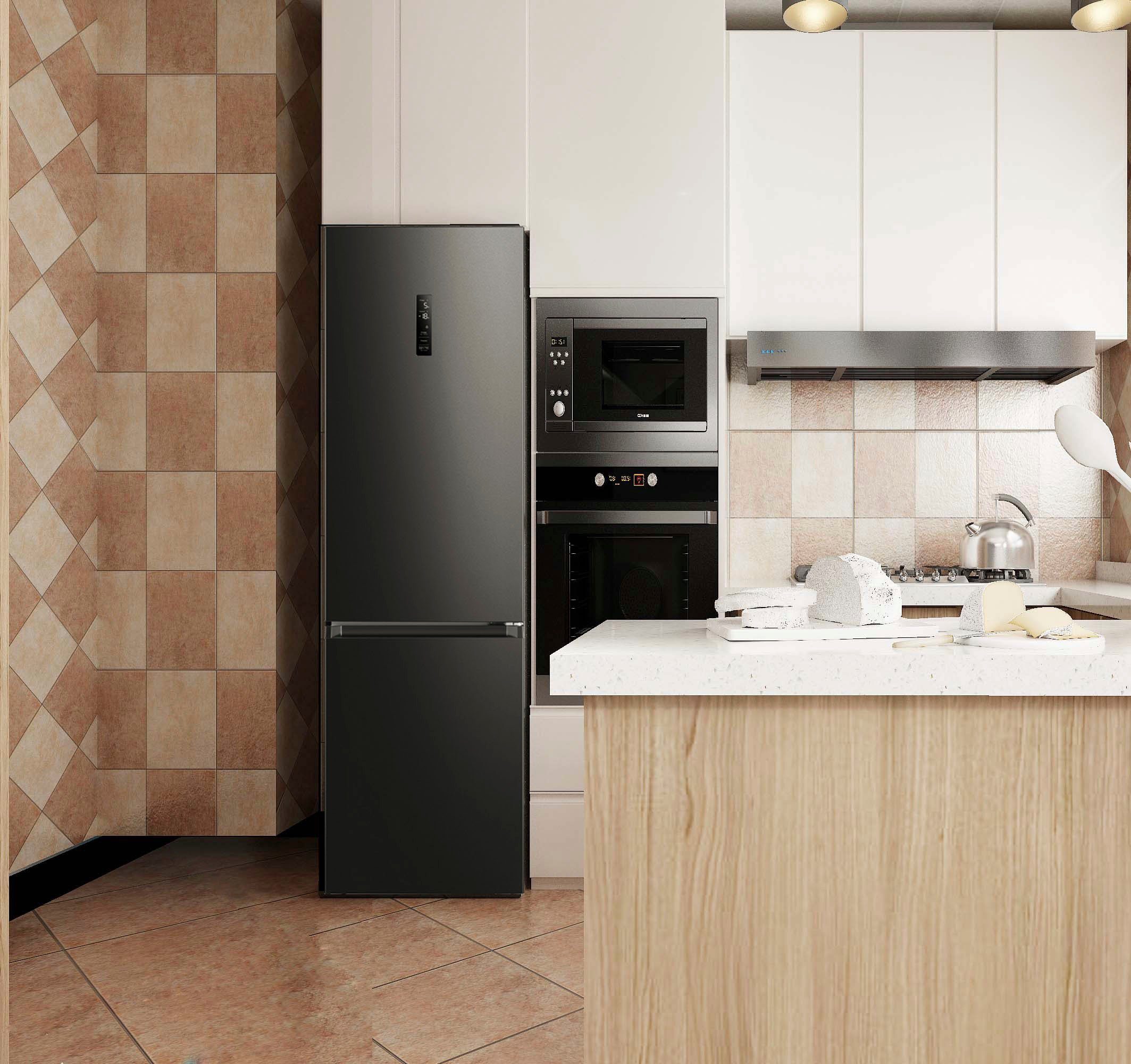 Hanseatic Koel-vriescombinatie HKGK20060BNFBI NoFrost, automatische ontdooiing, QuickFreeze, vakantiemodus, display